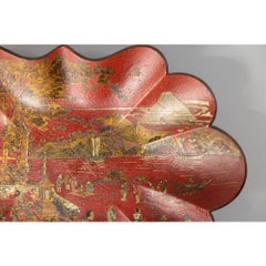 Ancien plateau en papier mâché français de style Chinoiserie