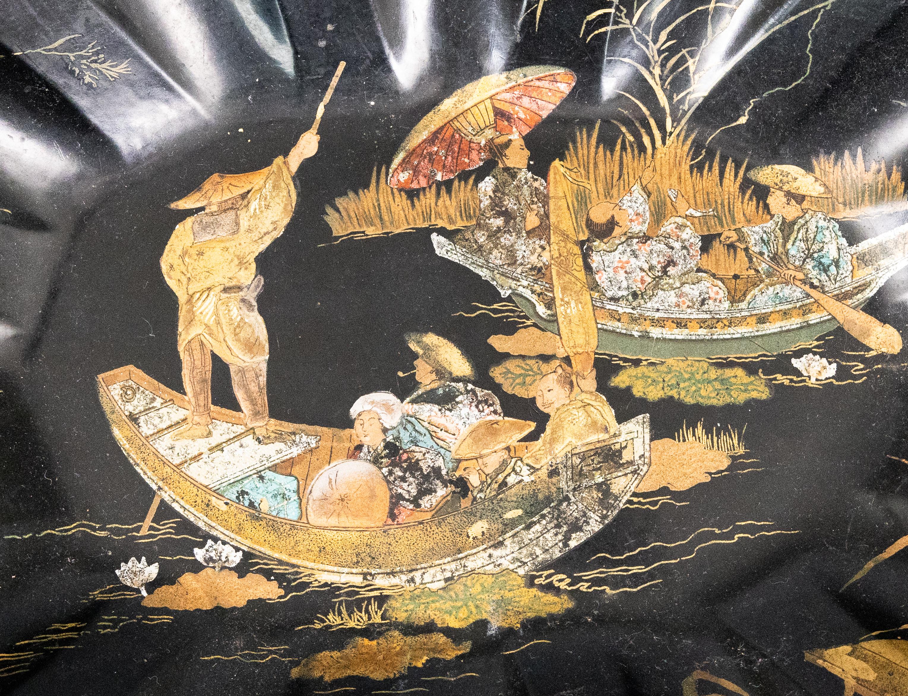 Francese Vassoio in cartapesta Antique French Chinoiserie in vendita