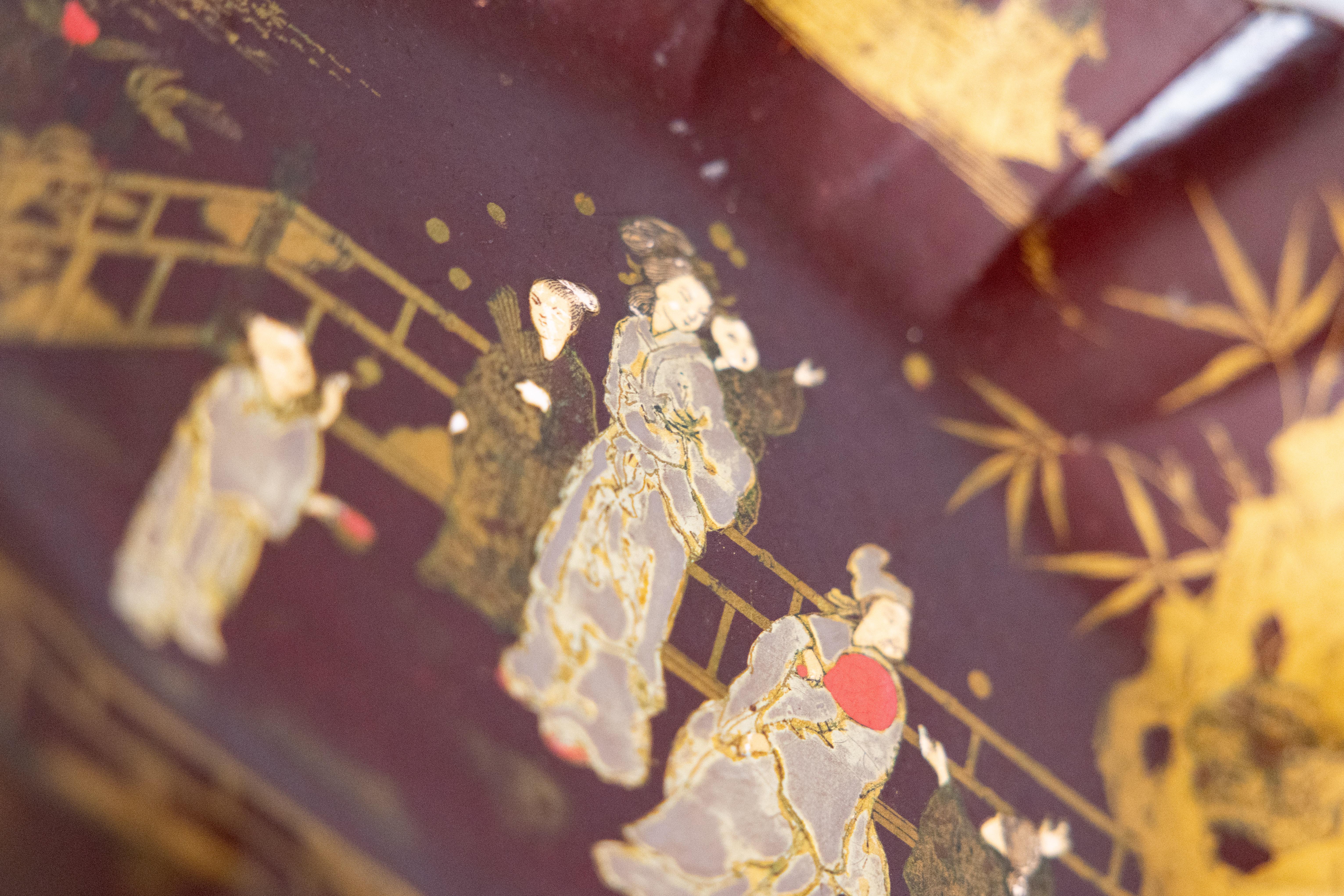 Antique French Chinoiserie Papier Mache Tray In Good Condition For Sale In Pearland, TX