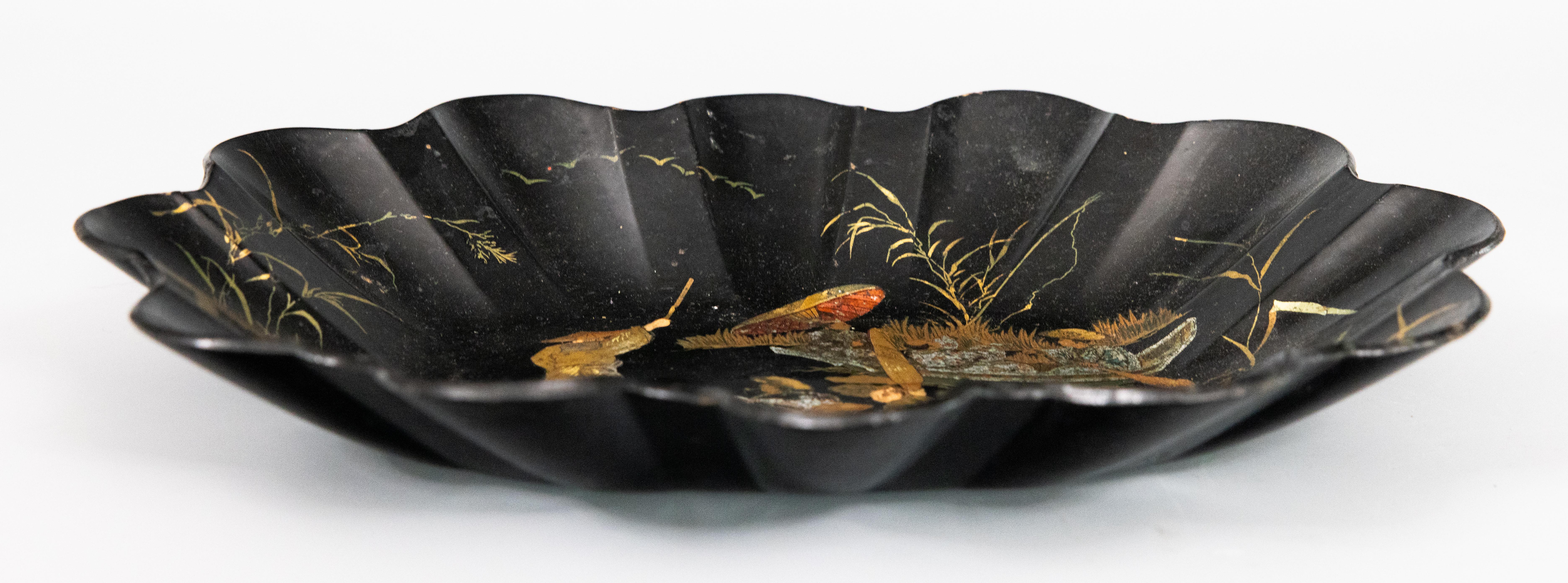 Dipinto a mano Vassoio in cartapesta Antique French Chinoiserie in vendita
