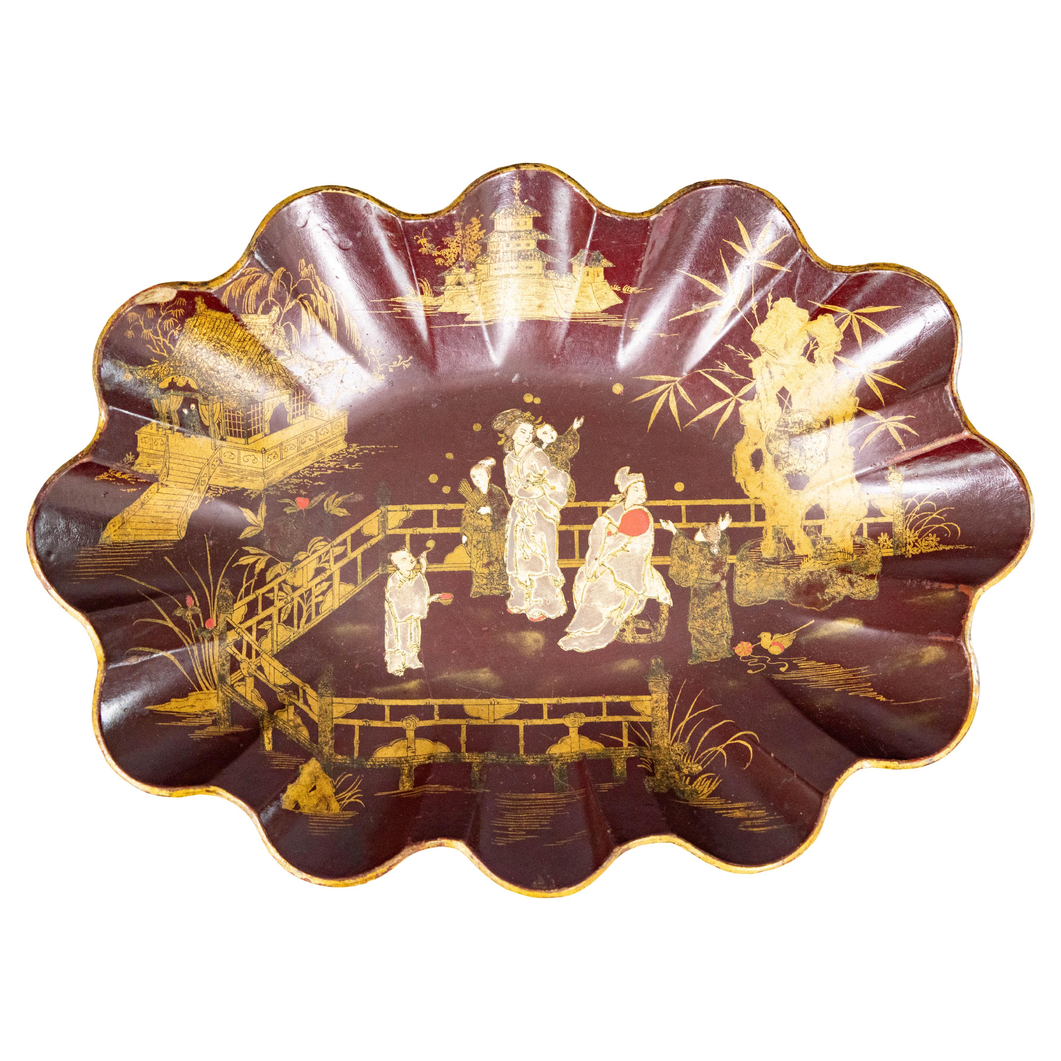 Vassoio in cartapesta Antique French Chinoiserie