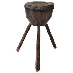 Antique French Chopping Block or Tripod Table