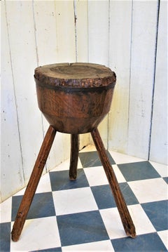 Antique French Chopping Block or Tripod Table