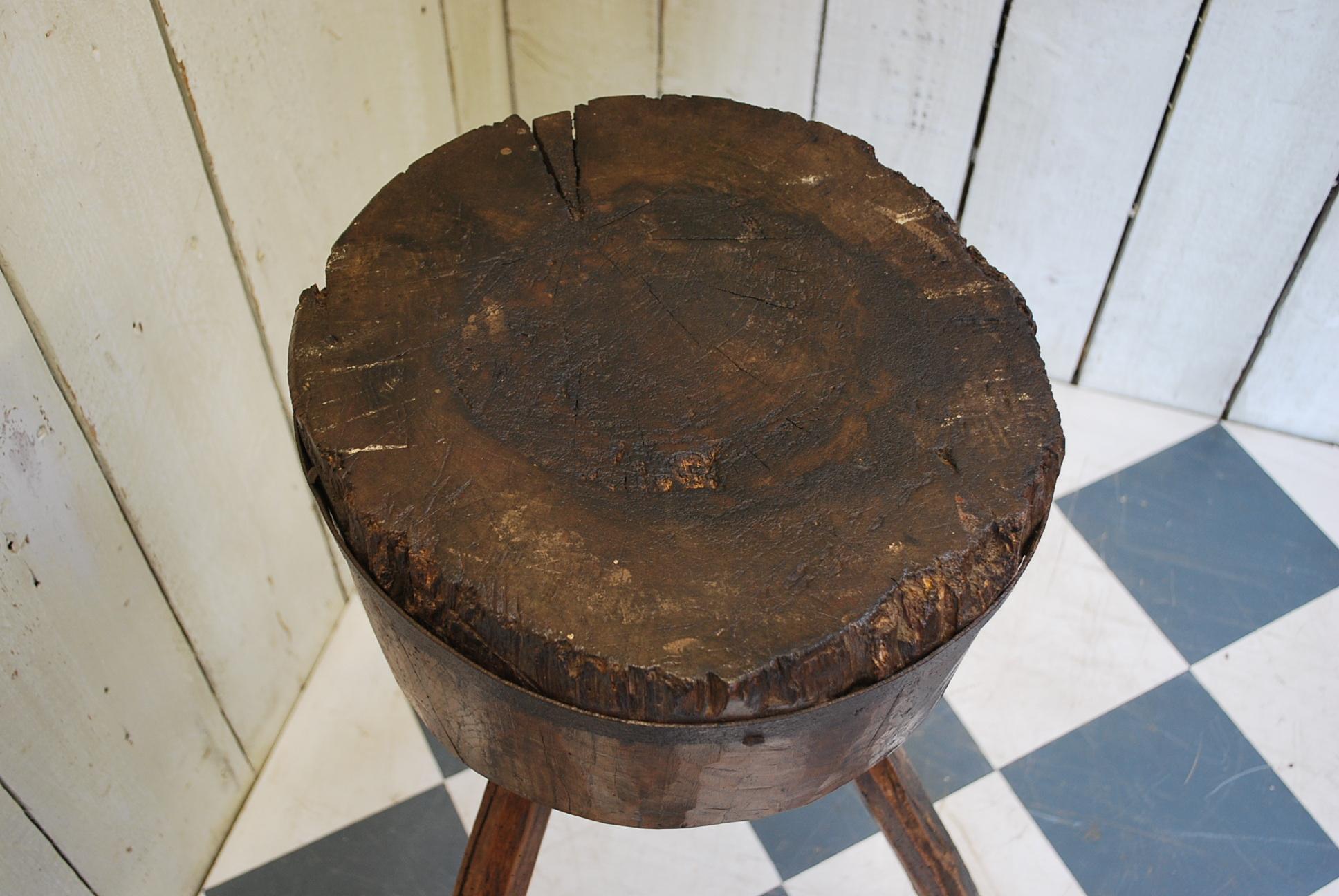 French Provincial Antique French Chopping Block or Tripod Table For Sale