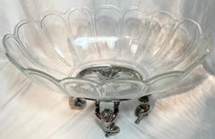 Antique French Christofle Silver on Bronze Baccarat Bowl Centerpiece, 1880s