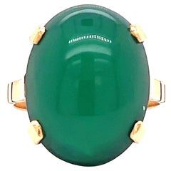 Antique French Chrysoprase 18 Karat Gold Cocktail Ring