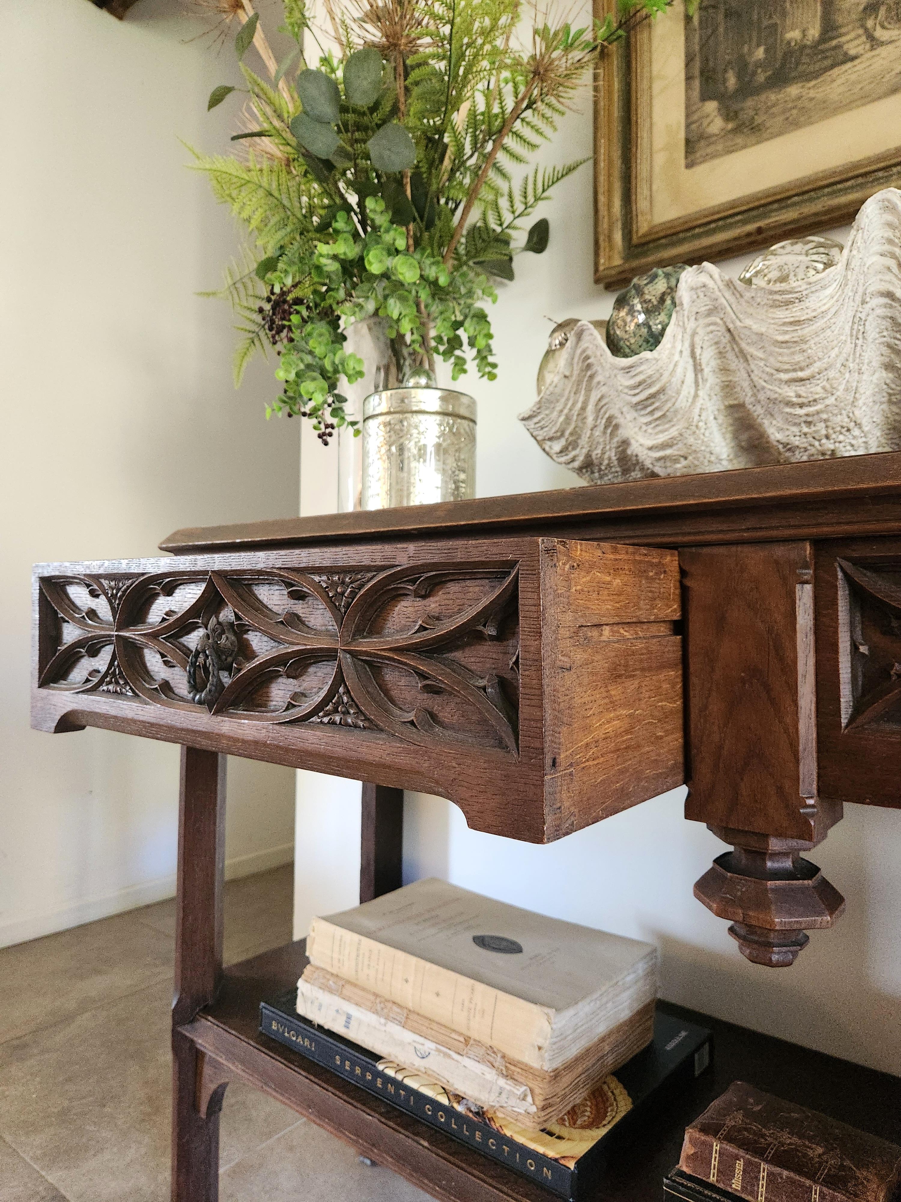 Antique console d'église française sculptée à la main, 19e siècle en vente 2