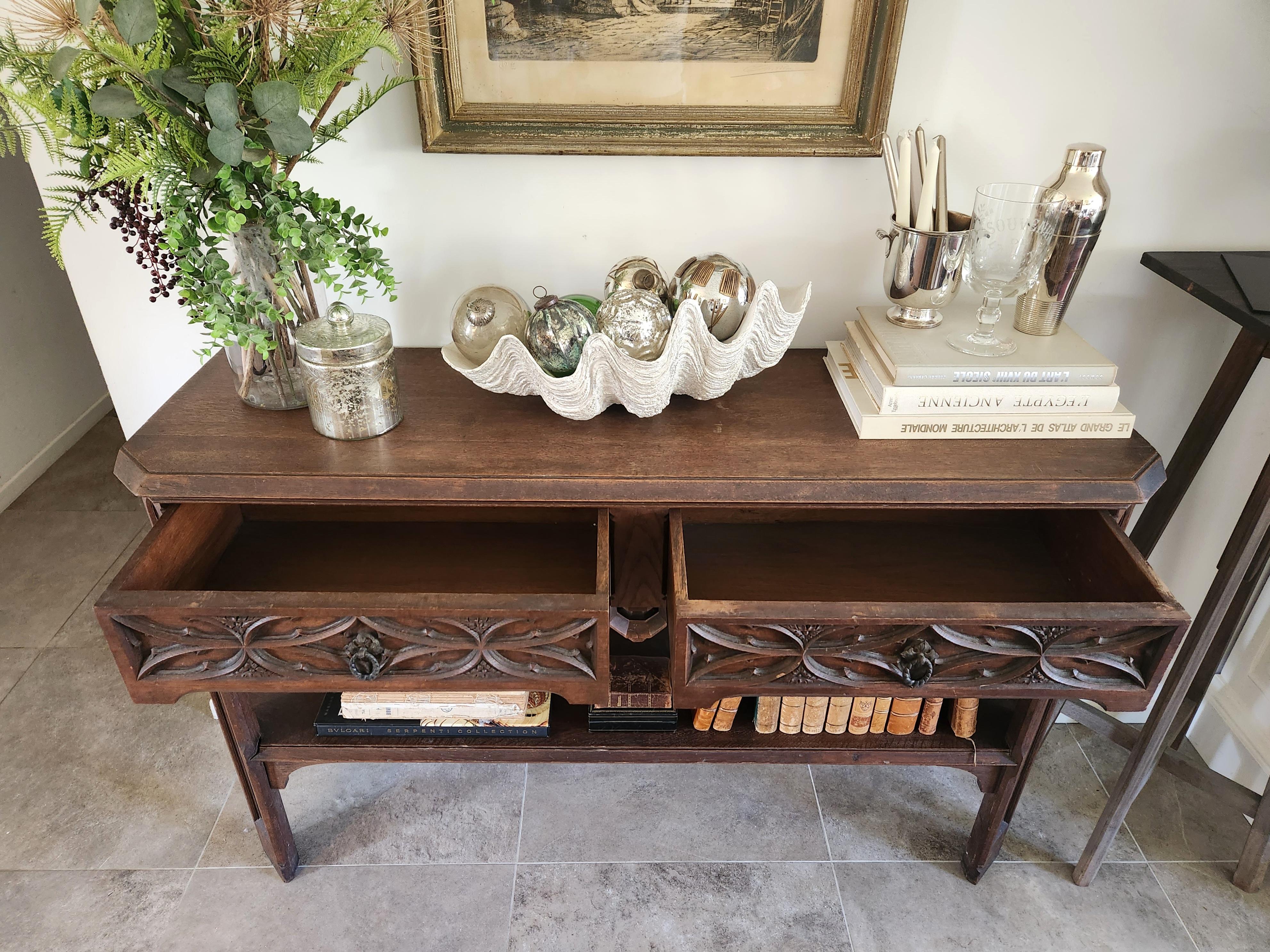 Antique console d'église française sculptée à la main, 19e siècle en vente 4