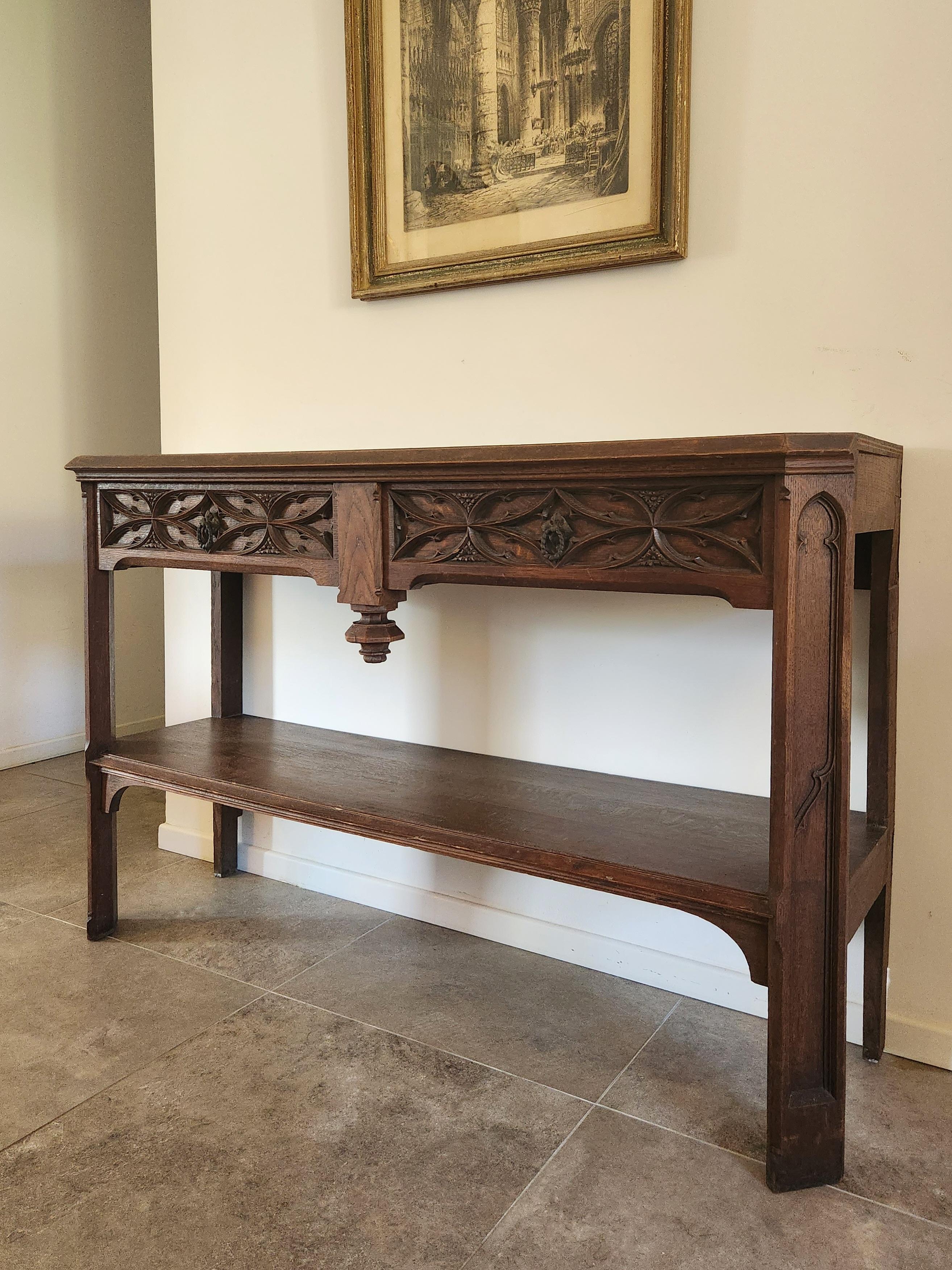 Antique console d'église française sculptée à la main, 19e siècle Bon état - En vente à Senonches, Centre-Val de Loire