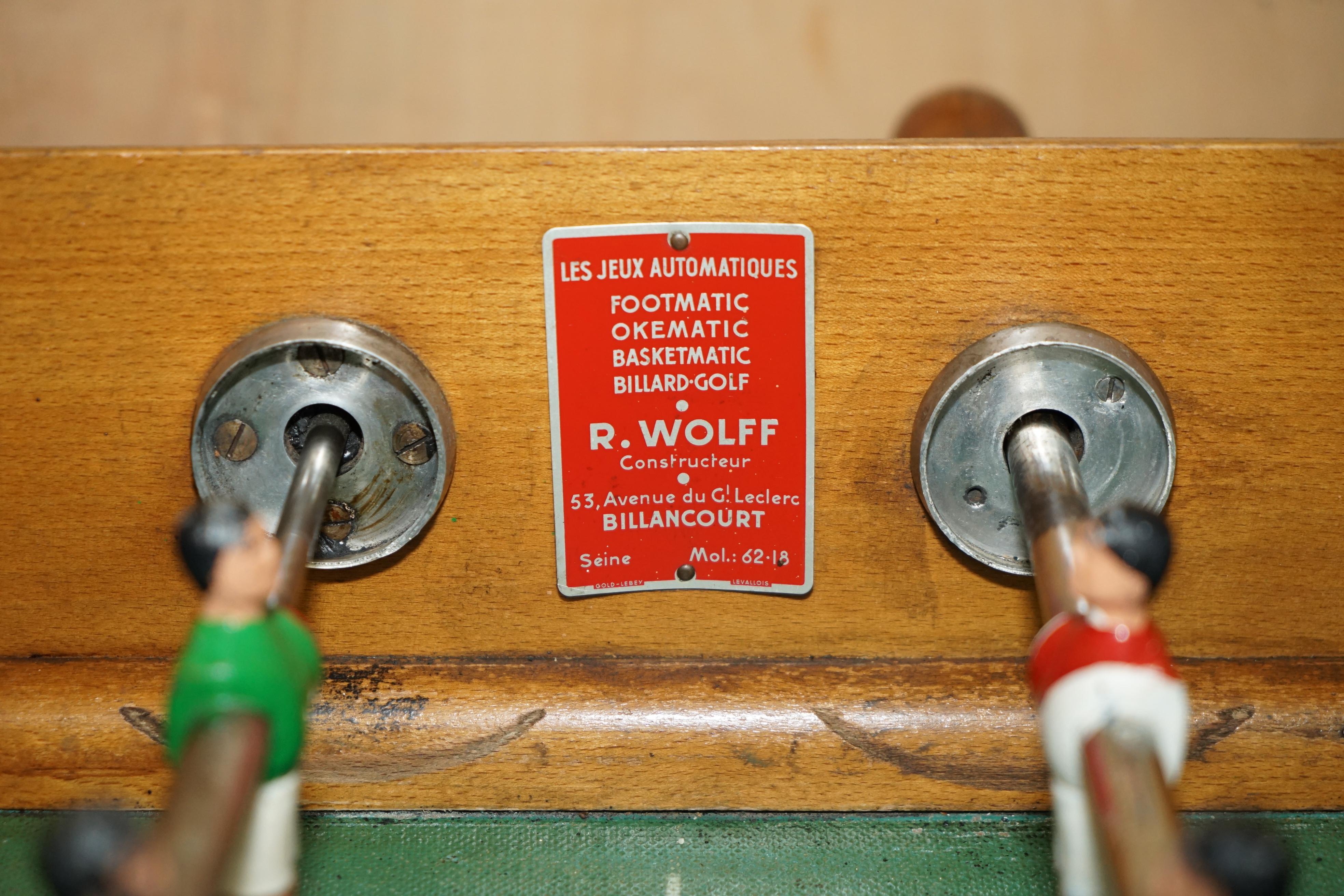 ANTIQUE FRENCH CIR 1920's R WOLFF LES JEUX AUTOMATIQUES FOOTBALL FOOSBALL TABLE For Sale 3