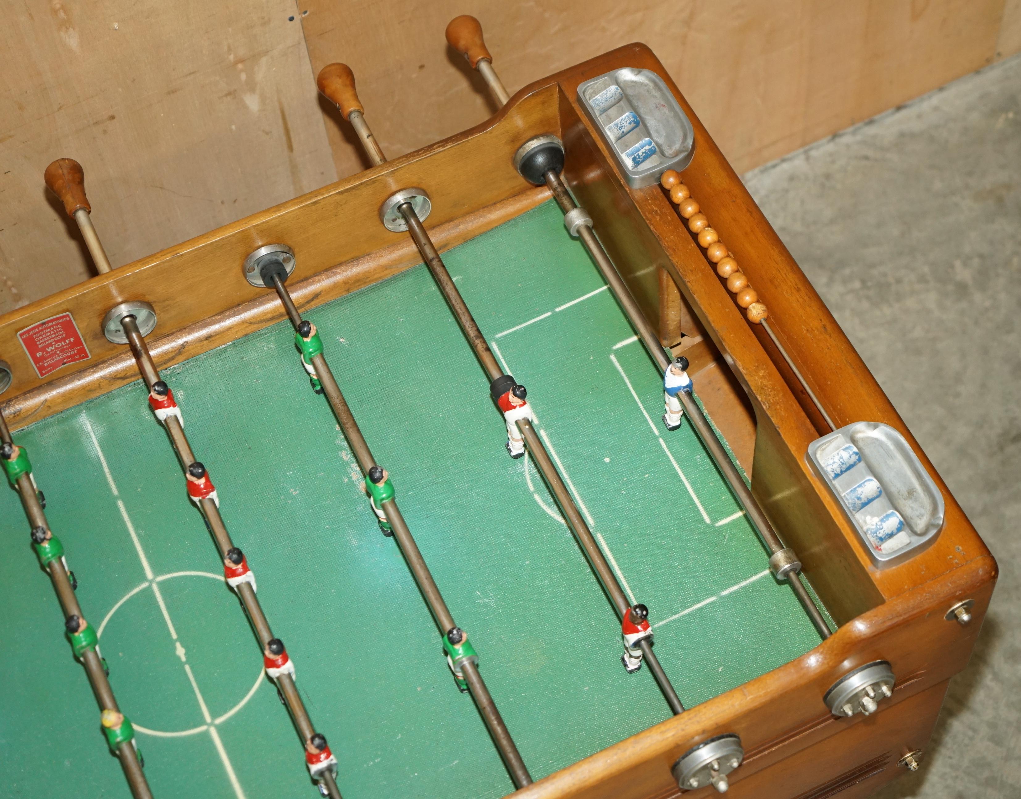 Hand-Crafted ANTIQUE FRENCH CIR 1920's R WOLFF LES JEUX AUTOMATIQUES FOOTBALL FOOSBALL TABLE For Sale