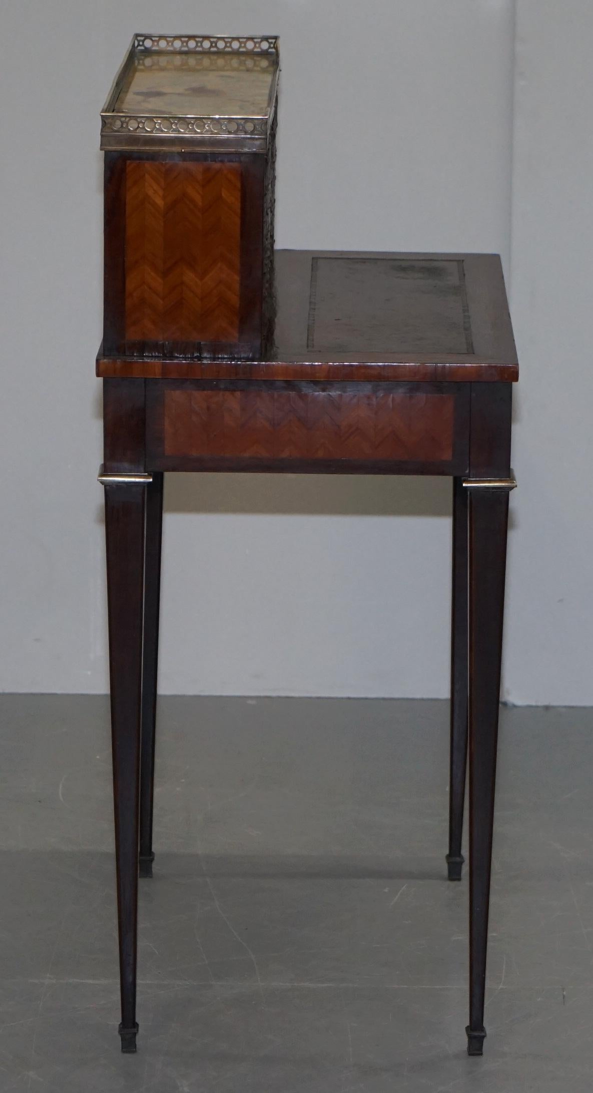 Antike Französisch um 1870 Bonheur Du Jour Hartholz Marmor Schreibtisch Bureau Faux Bücher im Angebot 8