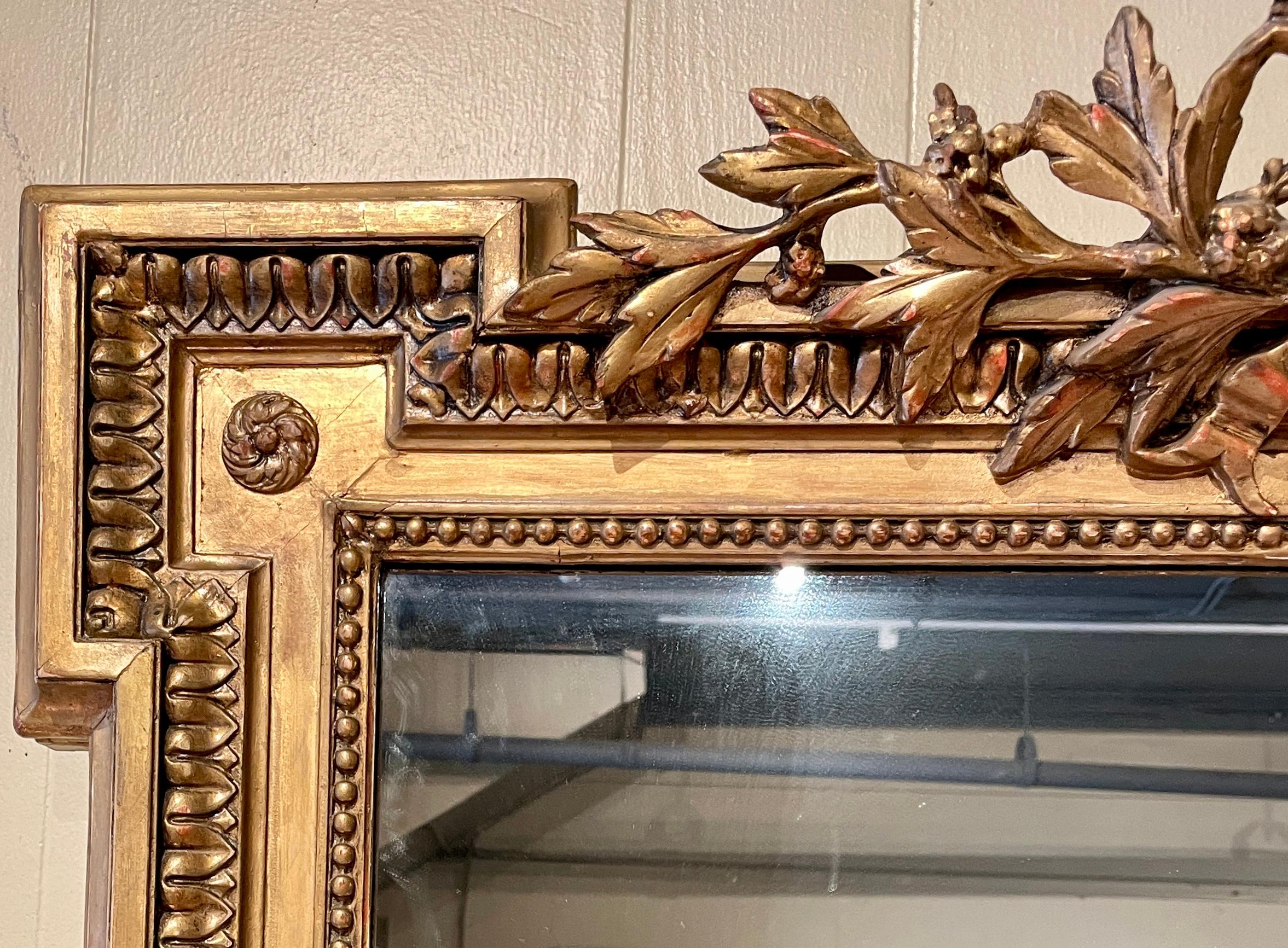 Antique French Classic Louis XVI Gold-Leaf Mirror, Circa 1890s. In Good Condition In New Orleans, LA