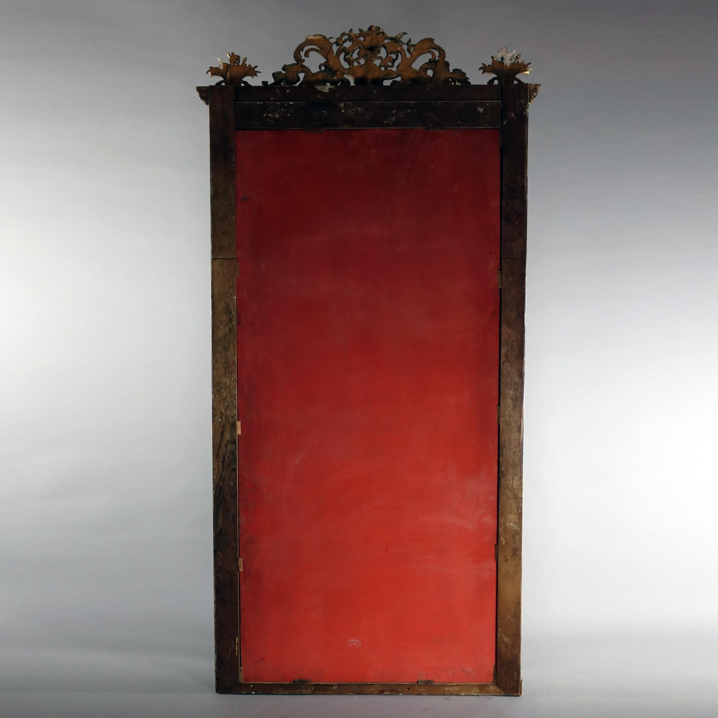 Classical Greek Antique French Classical Baroque Style Figural Giltwood Pier Mirror, circa 1880