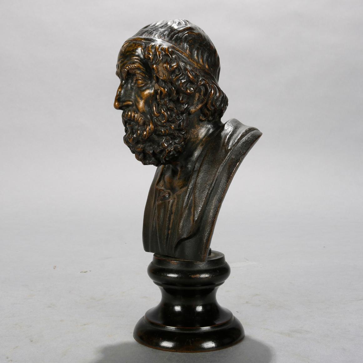 Classical Greek Antique French Classical Cast Bronze Sculpture of Aristotle, circa 1890