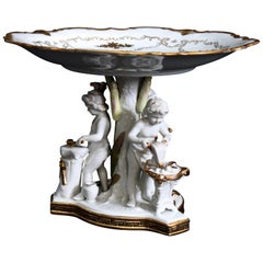 Antique French Classical Figural Porcelain Labors of Cupid Compote, circa 1890