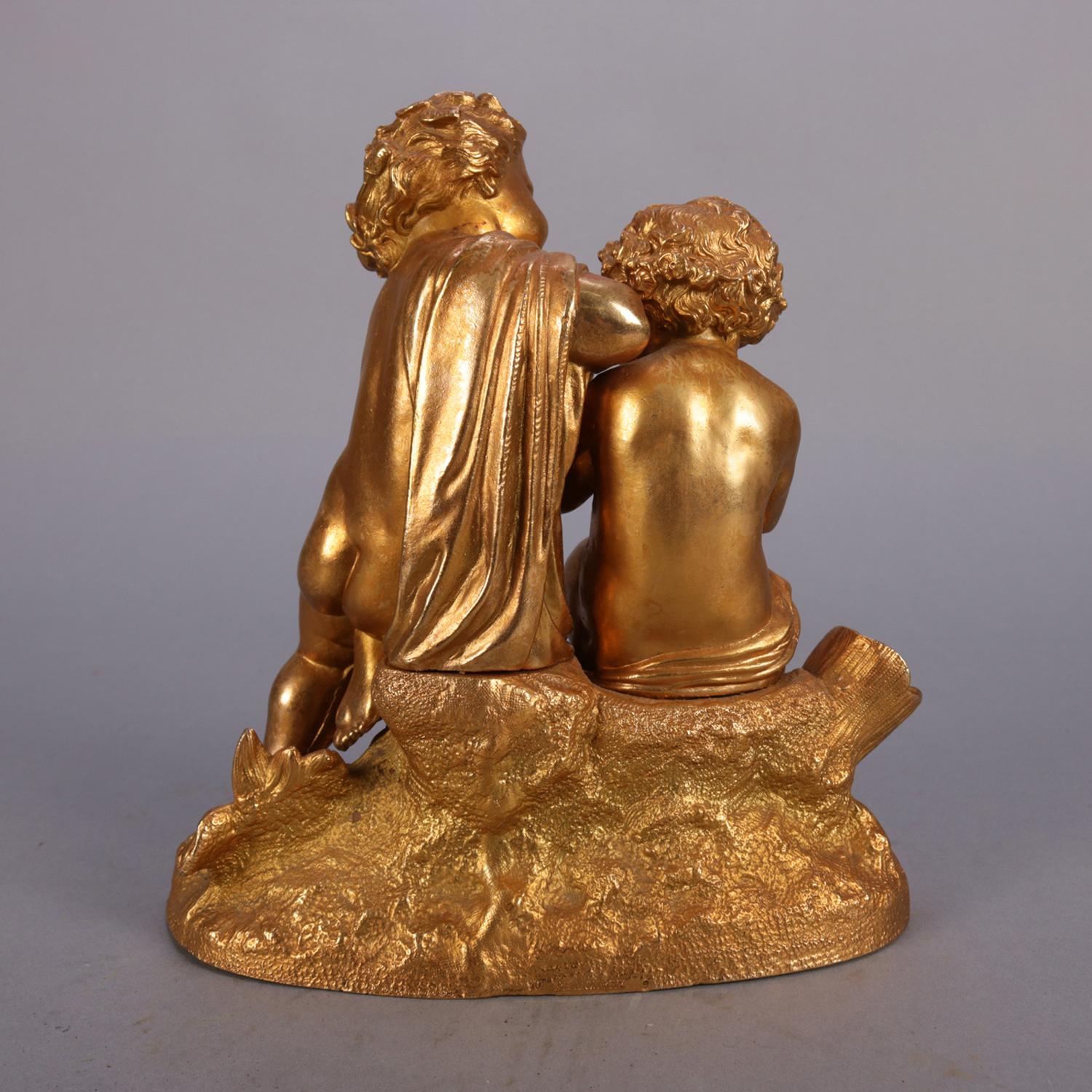 Antique French Classical Gilt Metal Figural Sculpture by PH Mourey, circa 1890 In Good Condition In Big Flats, NY