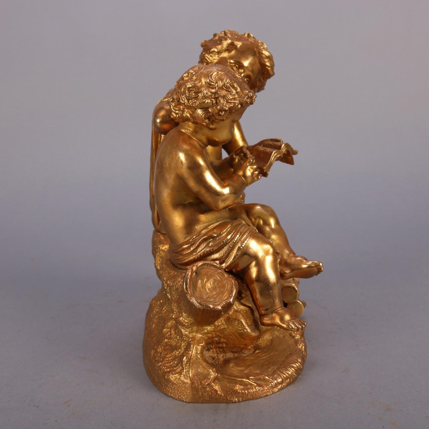 19th Century Antique French Classical Gilt Metal Figural Sculpture by PH Mourey, circa 1890