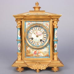 French Classical Sevres Porcelain Gilt Bronze Japy Freres Clock, 19th Century