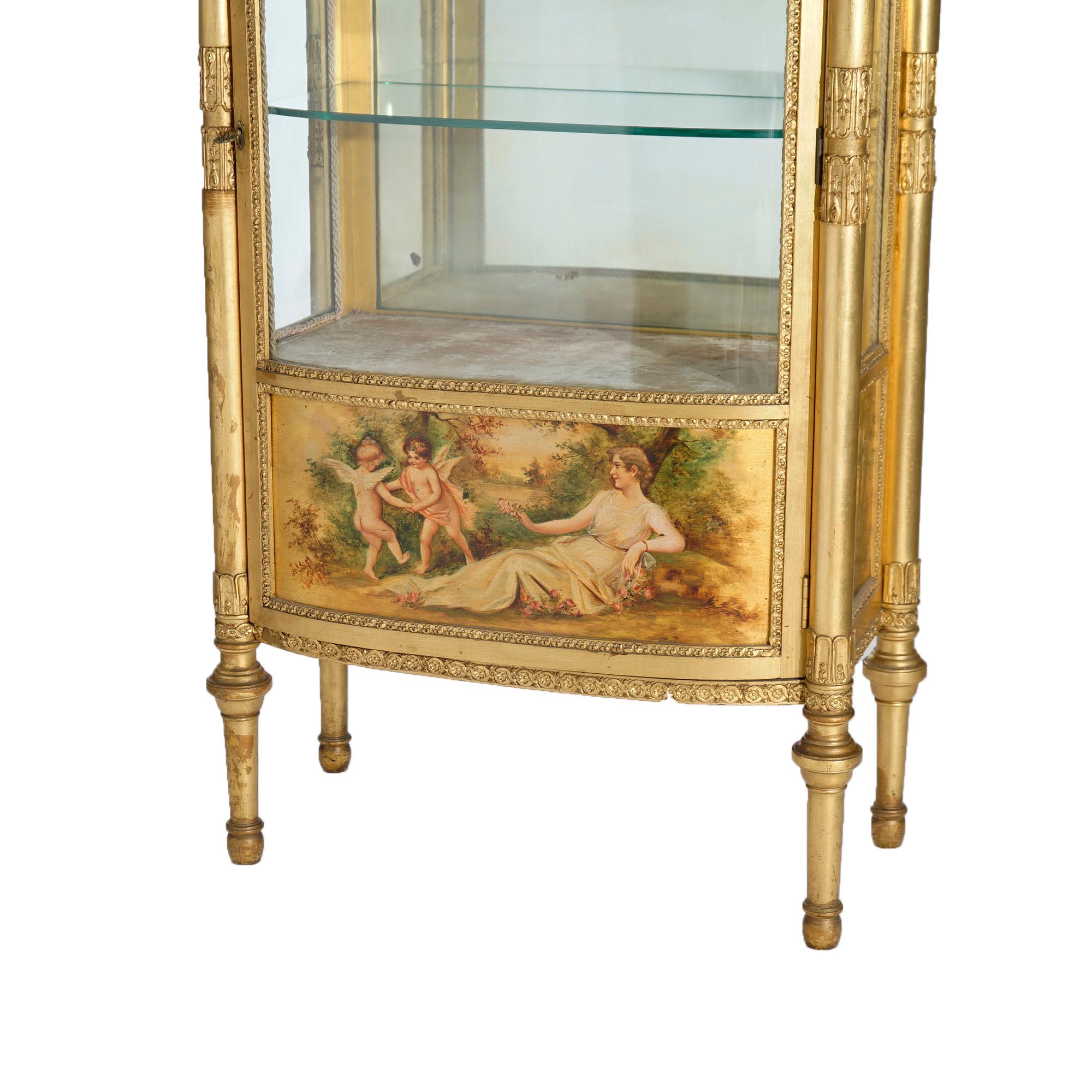 Antique French Classical Vernis Martin Giltwood Mirrored Vitrine Circa 1890 For Sale 9