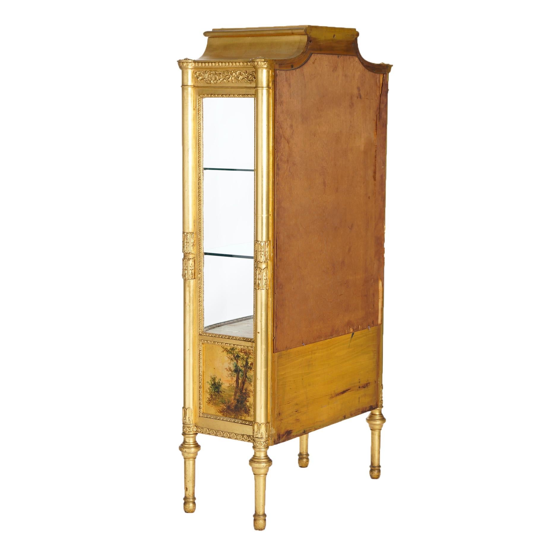 Antique French Classical Vernis Martin Giltwood Mirrored Vitrine Circa 1890 For Sale 1
