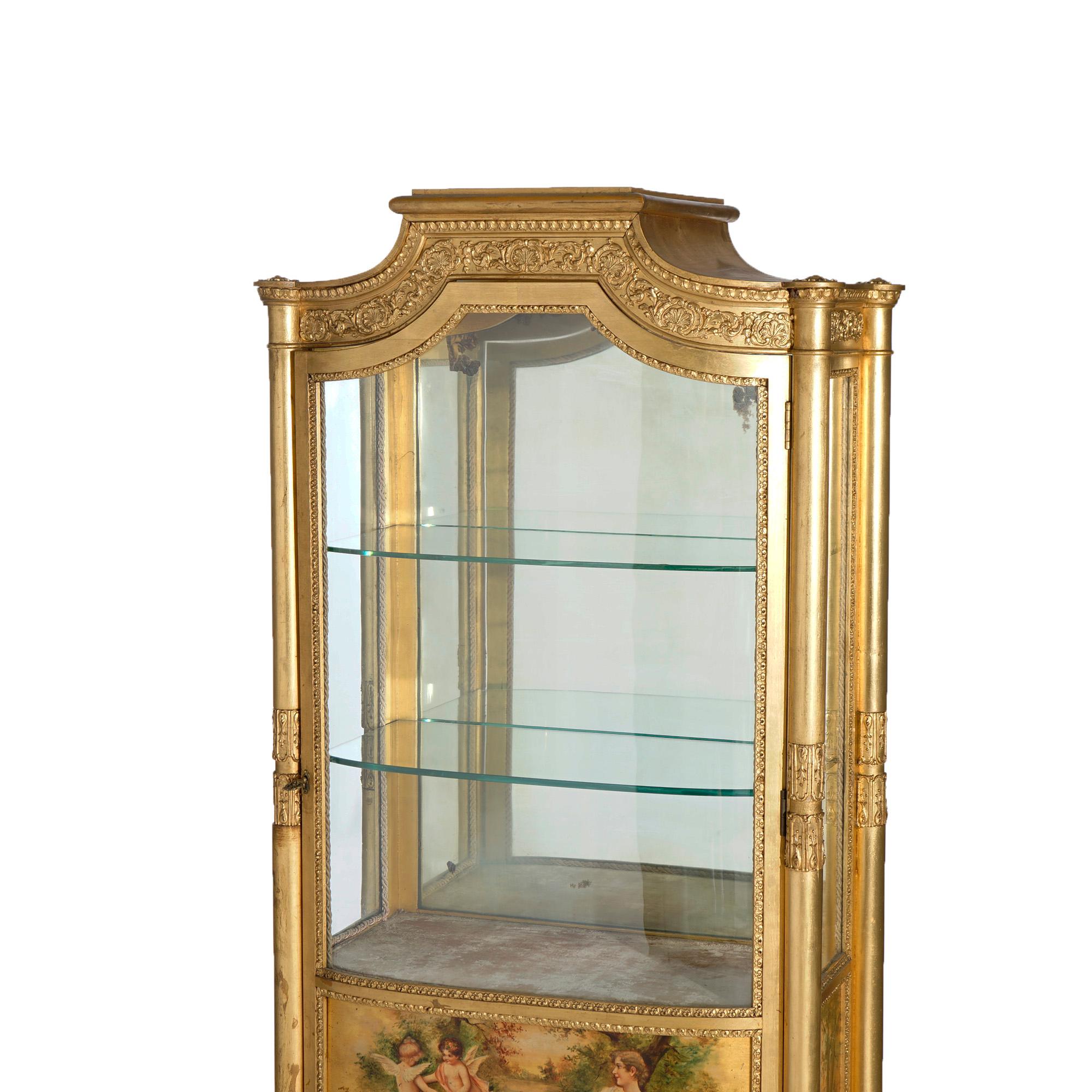 Antique French Classical Vernis Martin Giltwood Mirrored Vitrine Circa 1890 For Sale 3