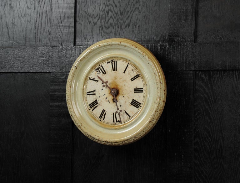Painted Antique French Clock Dial Face by Japy Frères Industrial Fully Working For Sale