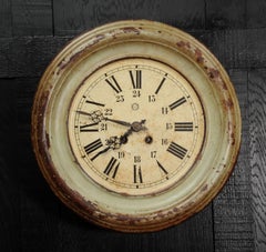 Antique French Clock Dial Face by Japy Frères, Industrial/Railway