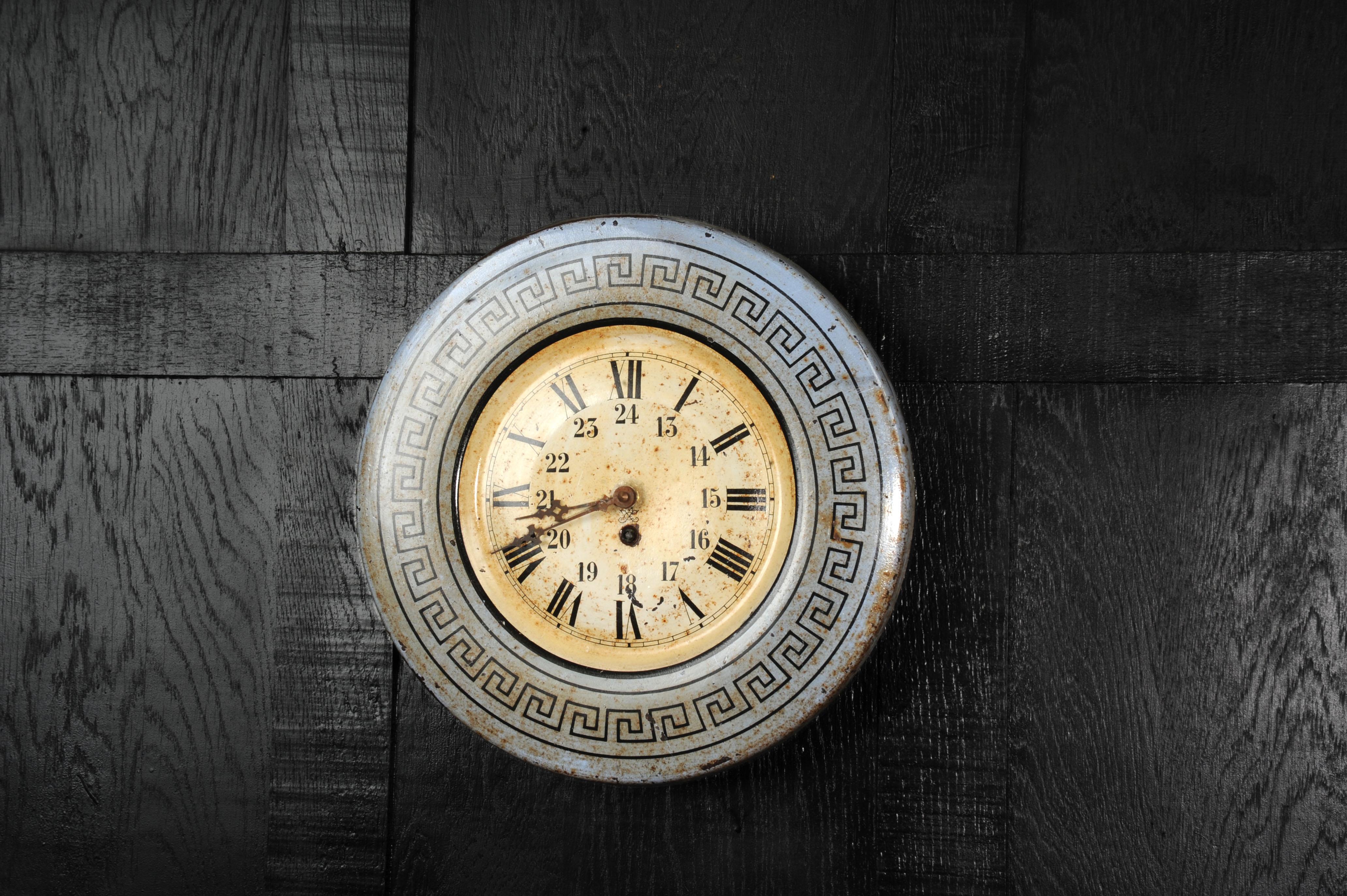 Dipinto Quadrante di orologio Antique French di Japy Frères, Industriale/Ferroviario in vendita