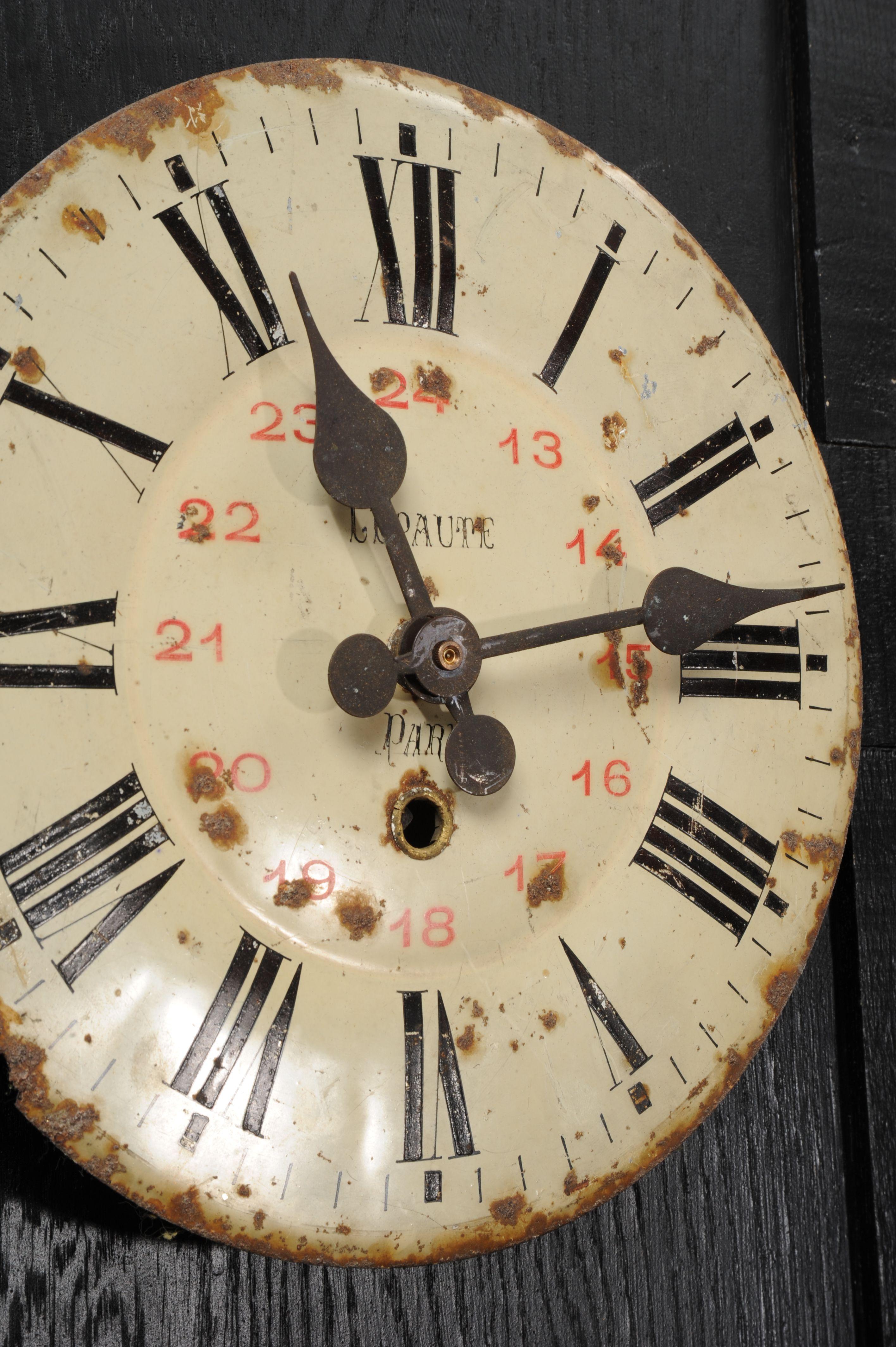 Painted Antique French Clock Dial Face - Lepaute Paris - Industrial/Railway