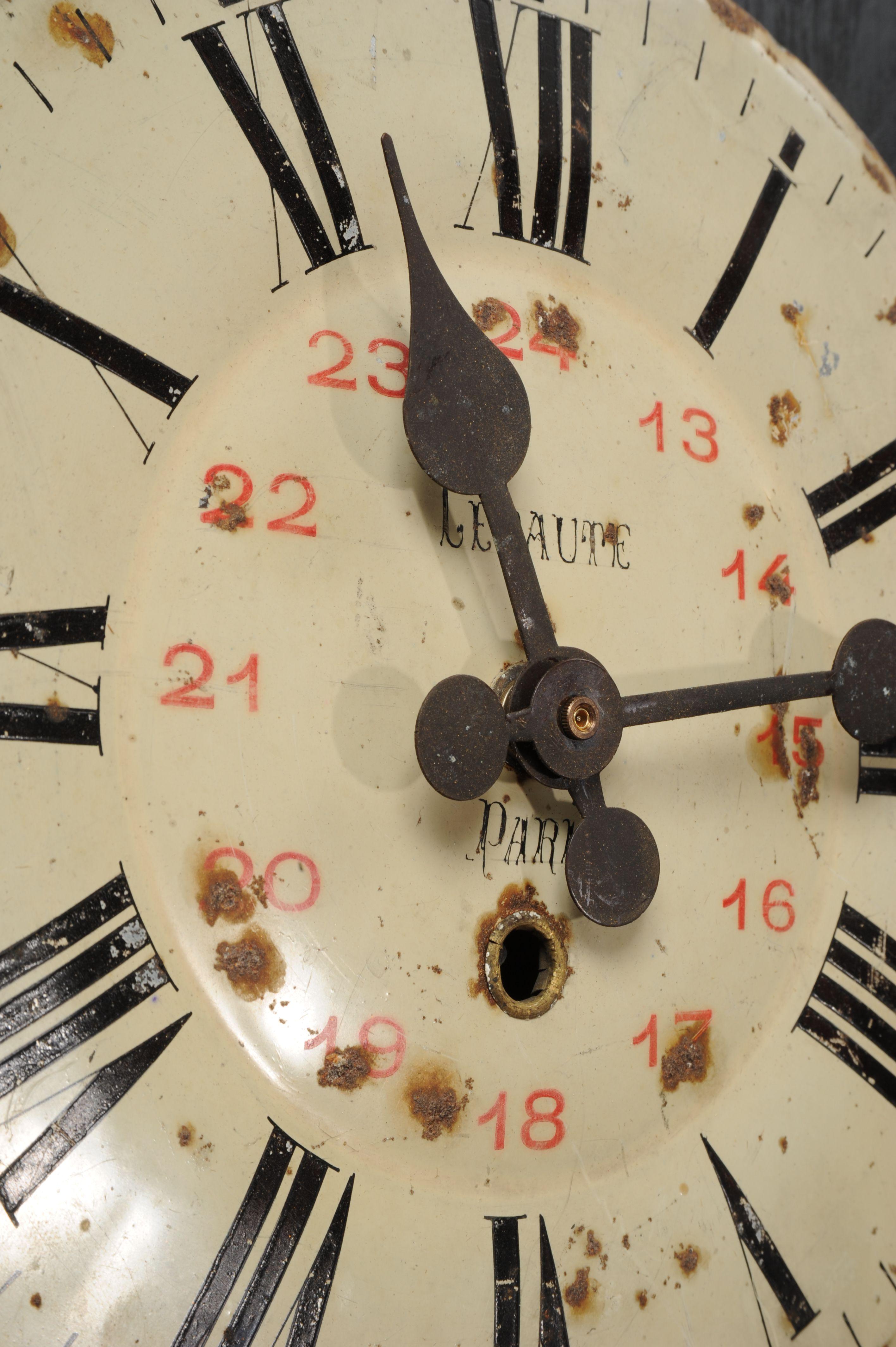 Antique French Clock Dial Face - Lepaute Paris - Industrial/Railway In Distressed Condition In Belper, Derbyshire