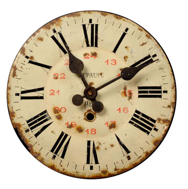 Antique French Clock Dial Face - Lepaute Paris - Industrial/Railway at ...