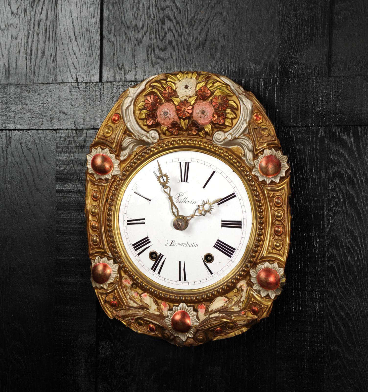 Antique French Clock Dial Face Wall Clock, Fully Working In Distressed Condition For Sale In Belper, Derbyshire