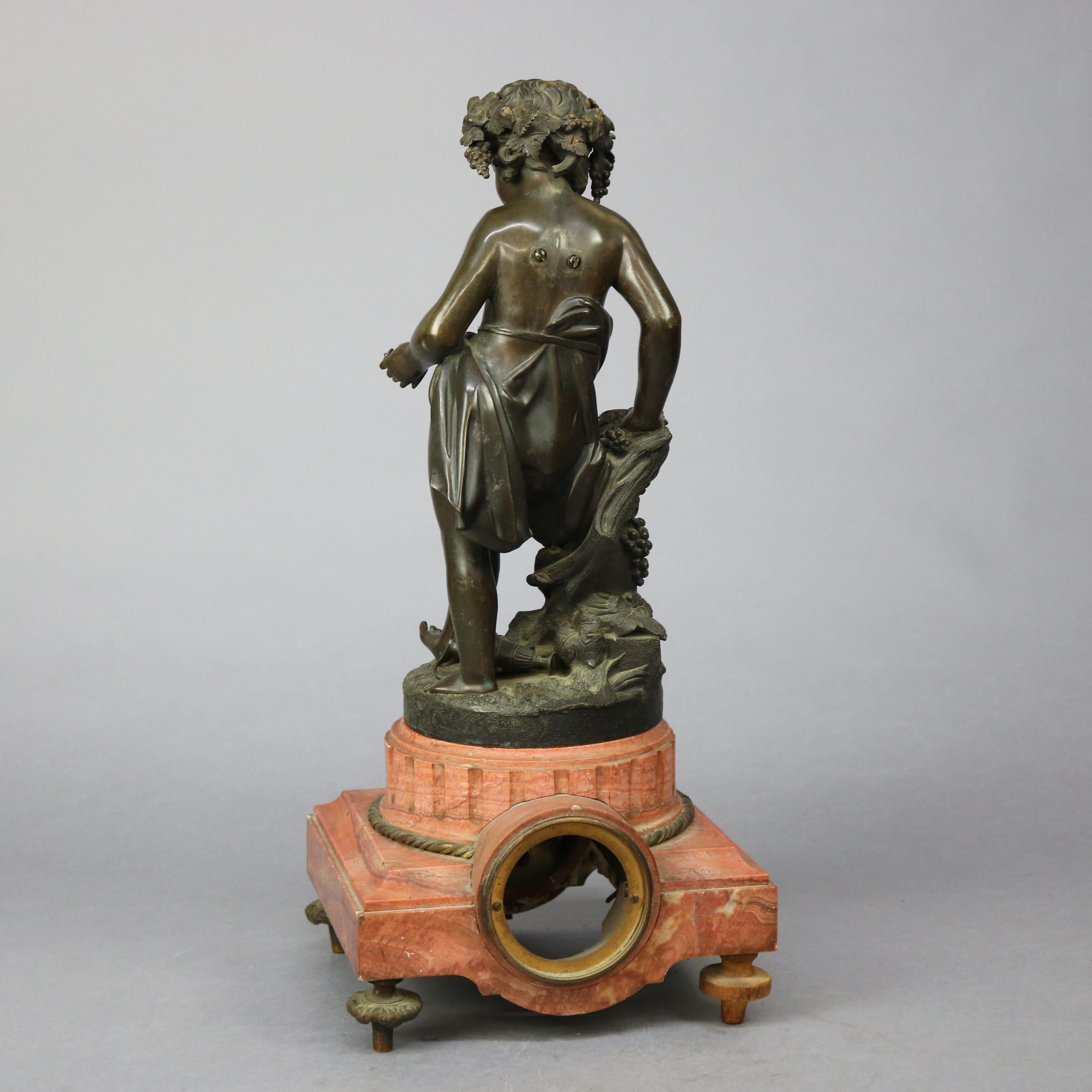 Antique French Clock with Classical Bronze Sculpture of Young Boy, Circa 1890 6