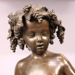 Antique French Clock with Classical Bronze Sculpture of Young Boy, Circa 1890