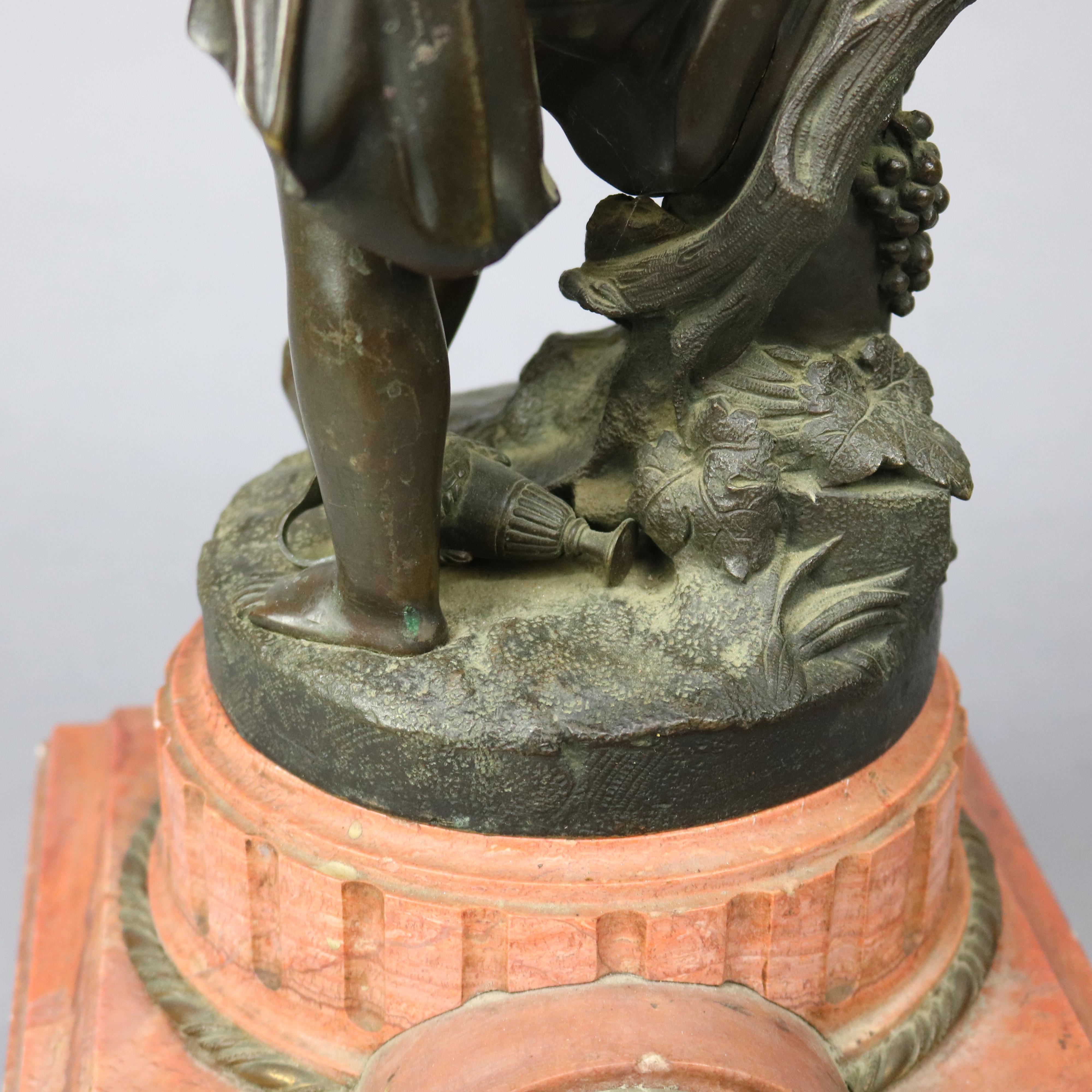 Antique French Clock with Classical Bronze Sculpture of Young Boy, Circa 1890 2
