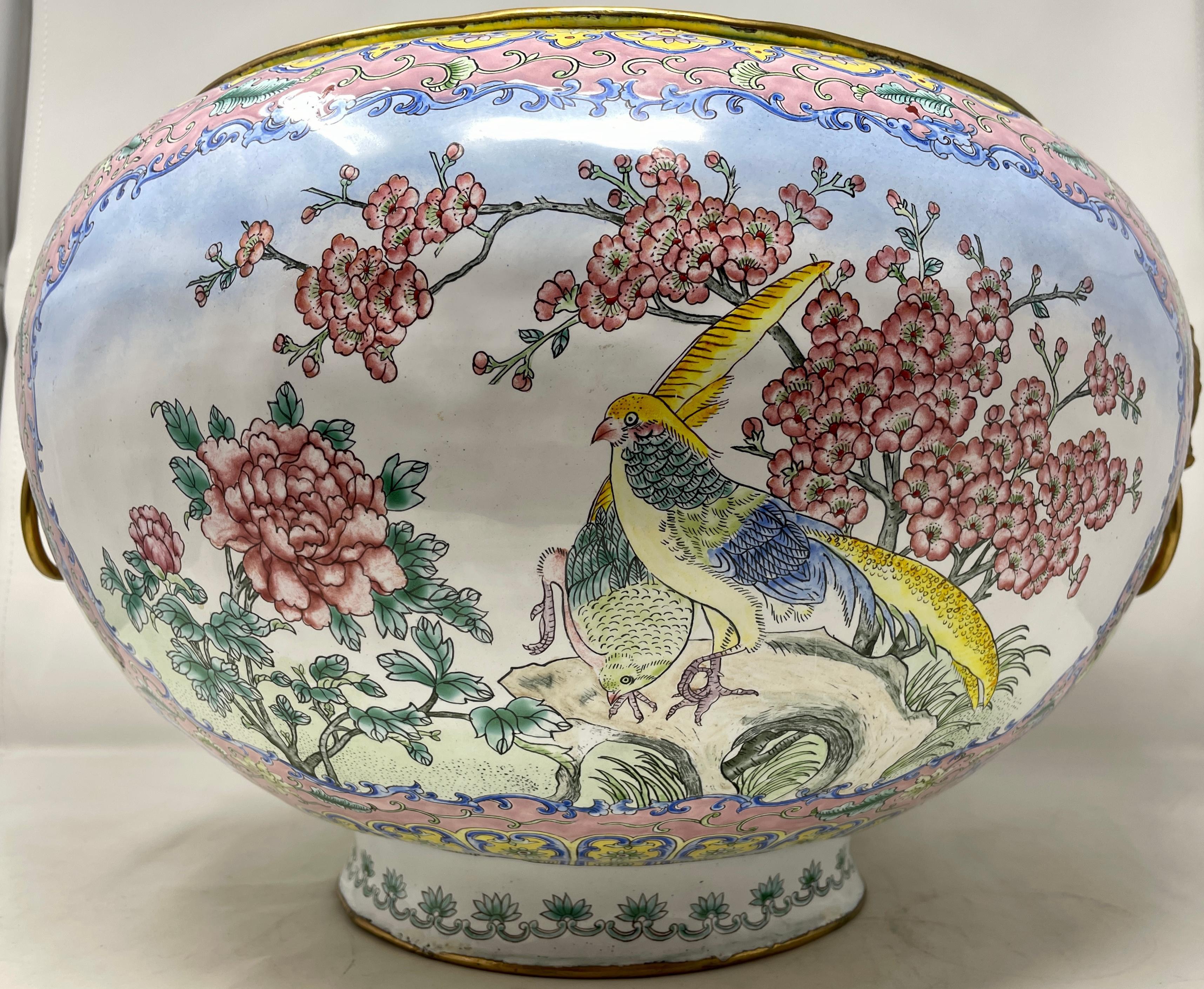 19th Century Antique French Cloisonné Enamel Porcelain Jardiniere, Circa 1880-1890. For Sale