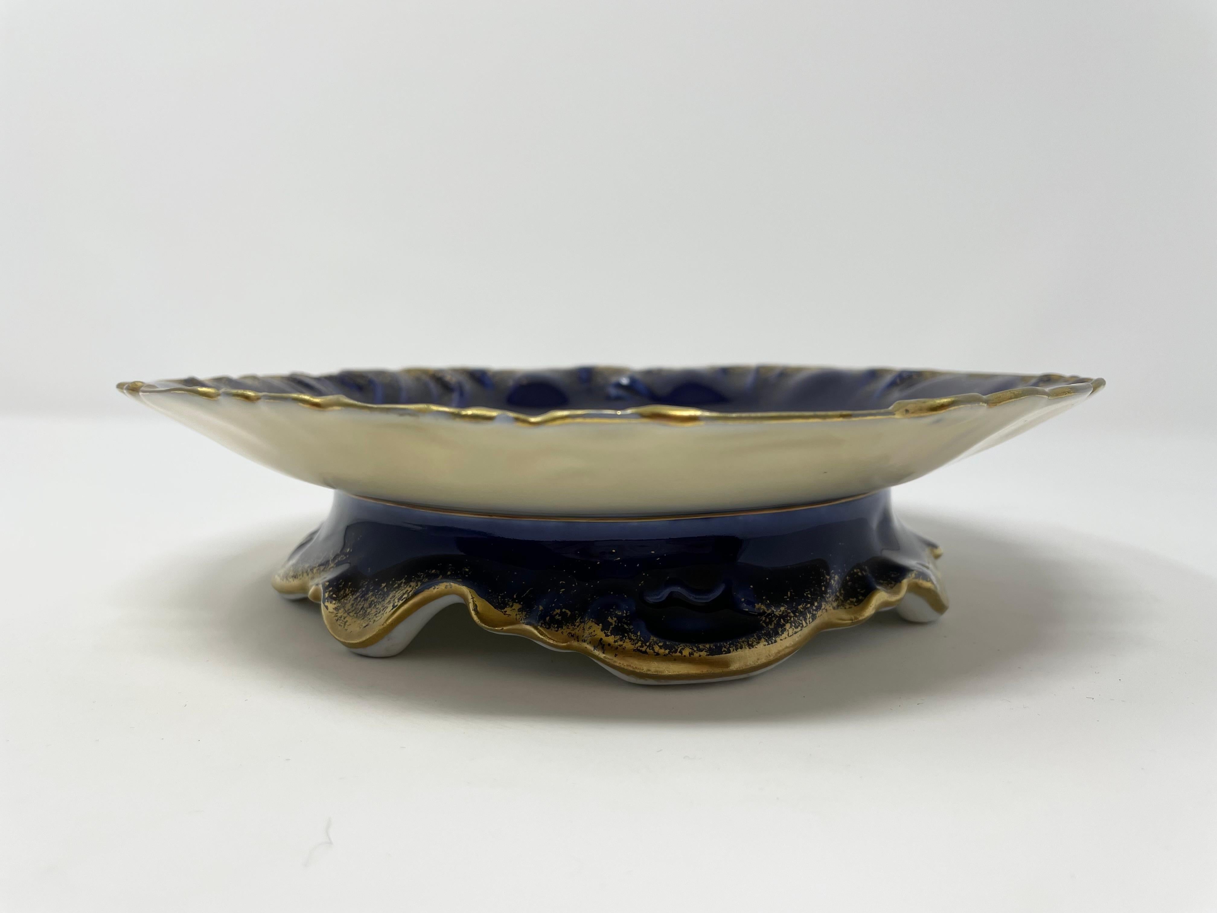 Porcelain Antique French Cobalt and Gold Dessert Set, circa 1890 For Sale