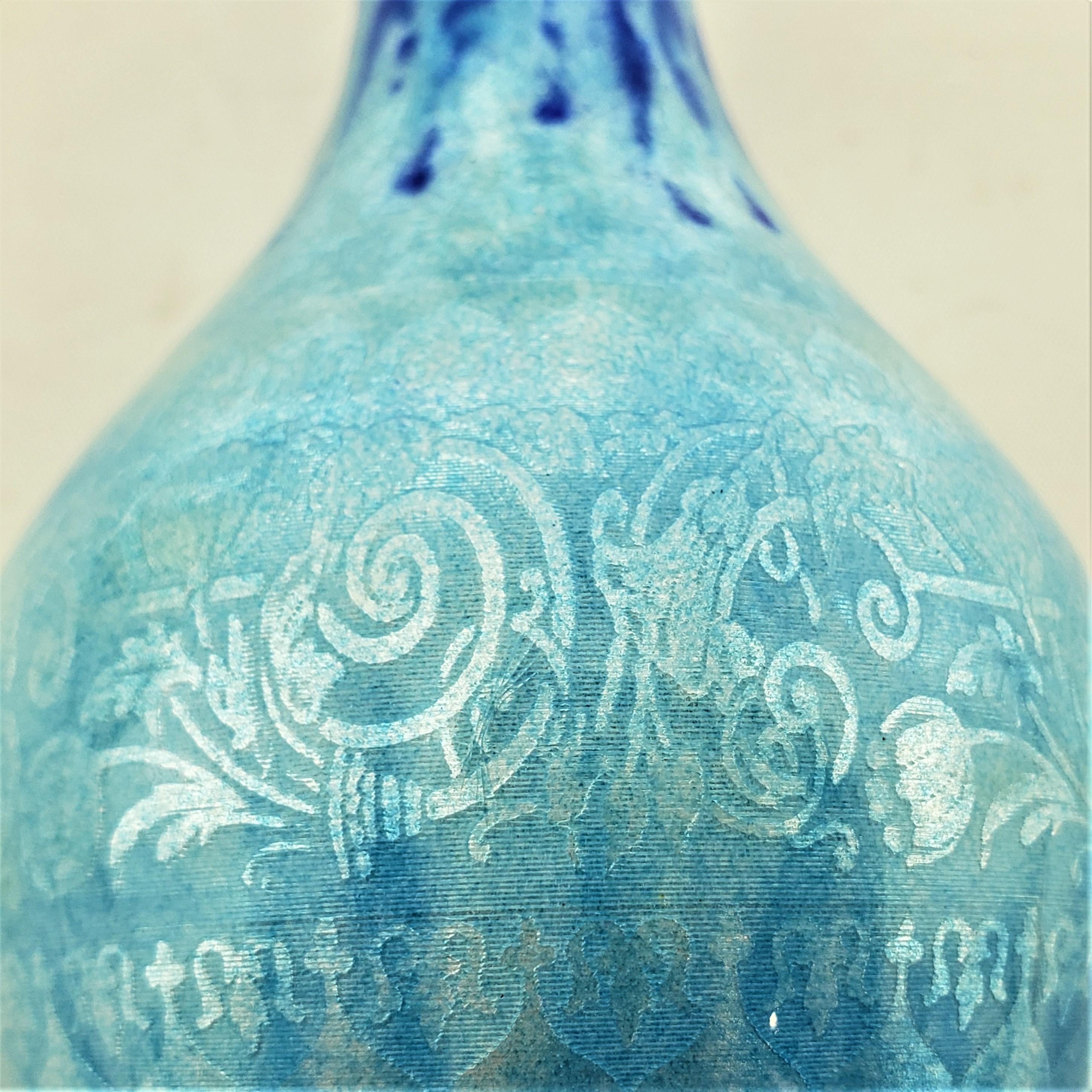 Brass Antique French Cobalt Blue Enamelled Vase with Gilt Bronze Pedestal Base For Sale