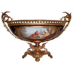 Antique French Cobalt Blue Sèvres Porcelain and Ormolu Centerpiece, circa 1880