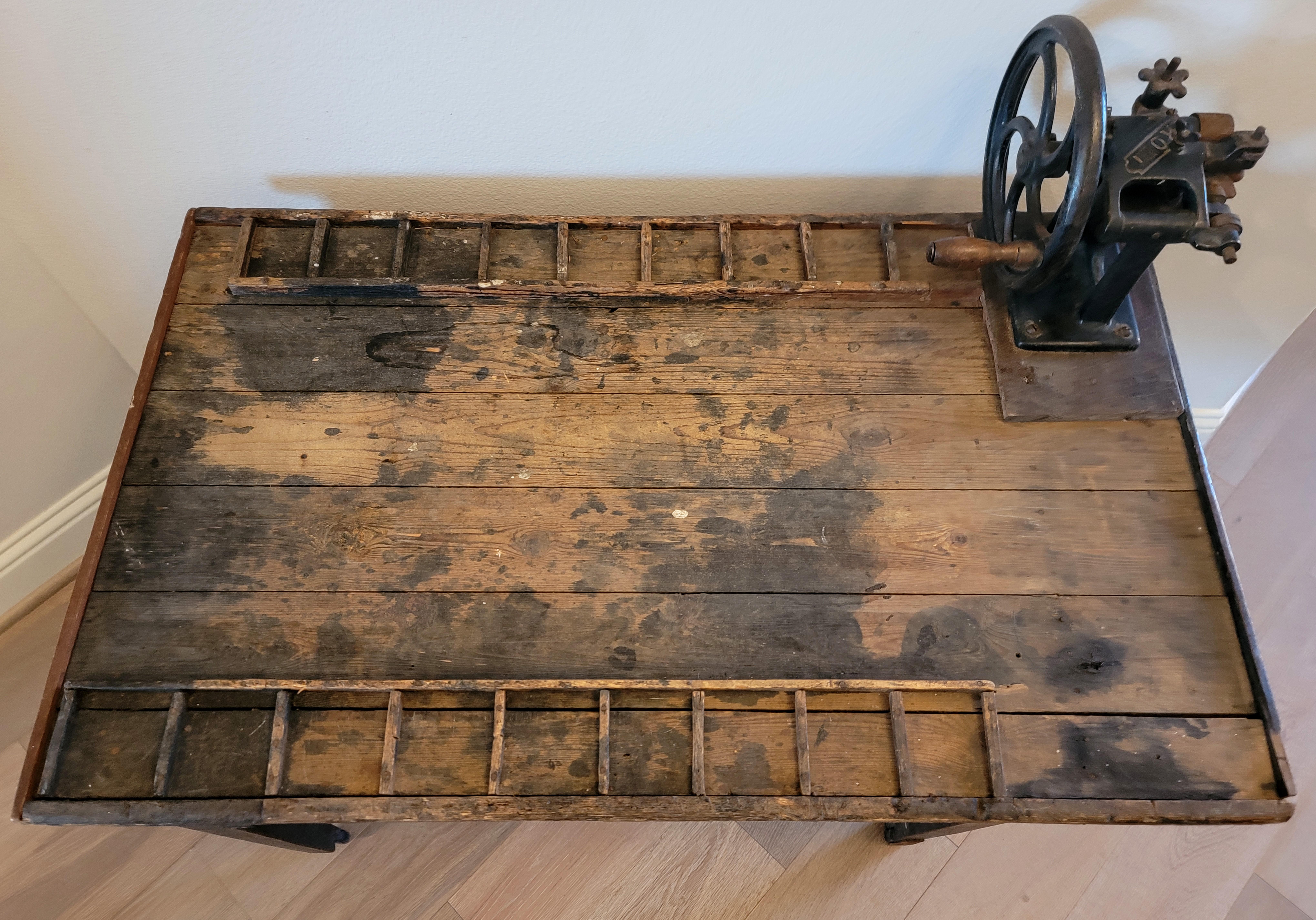 French Cobbler Leatherwork Shop Antique Industrial Craftsman Workbench Table 7