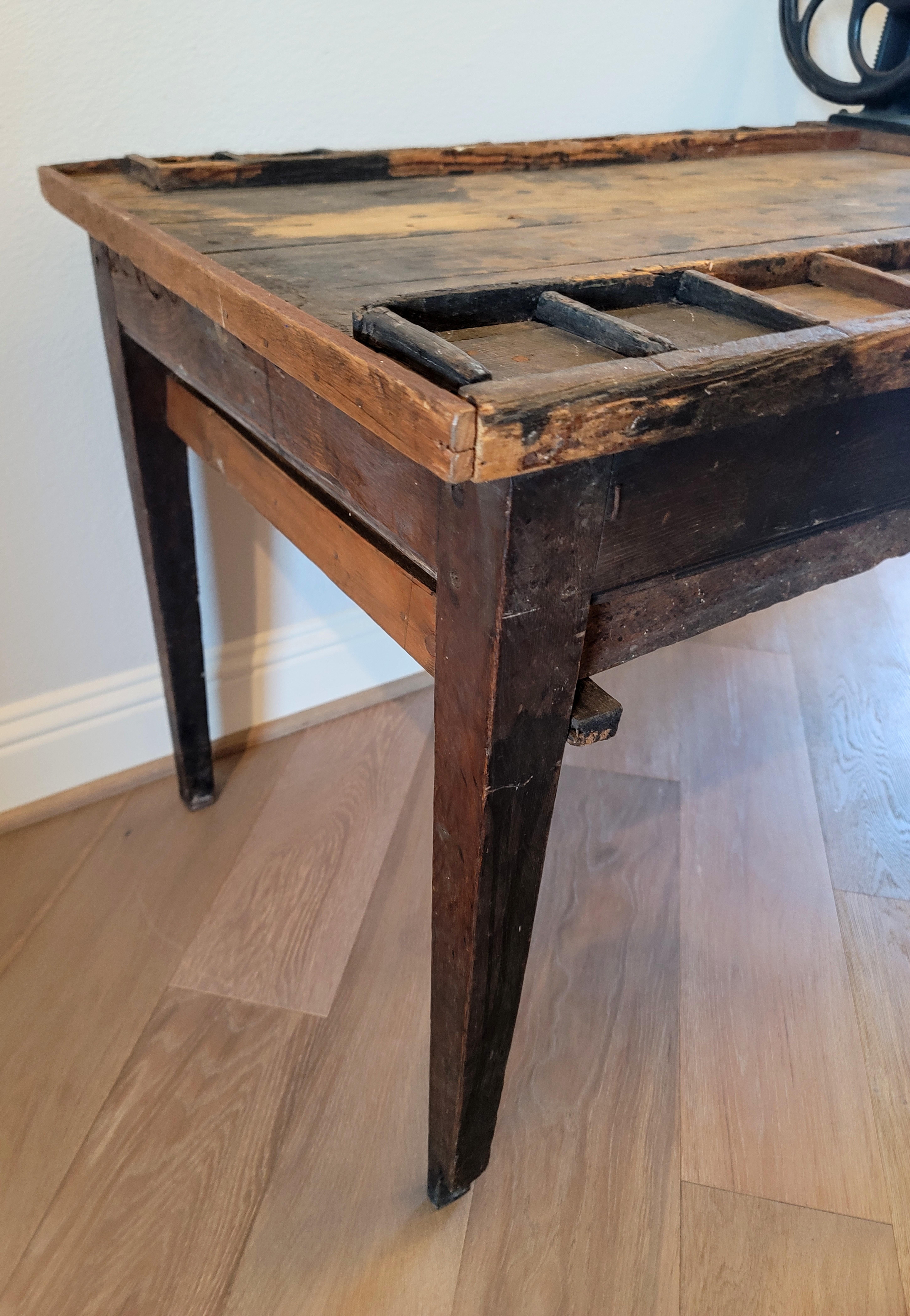 French Cobbler Leatherwork Shop Antique Industrial Craftsman Workbench Table 9