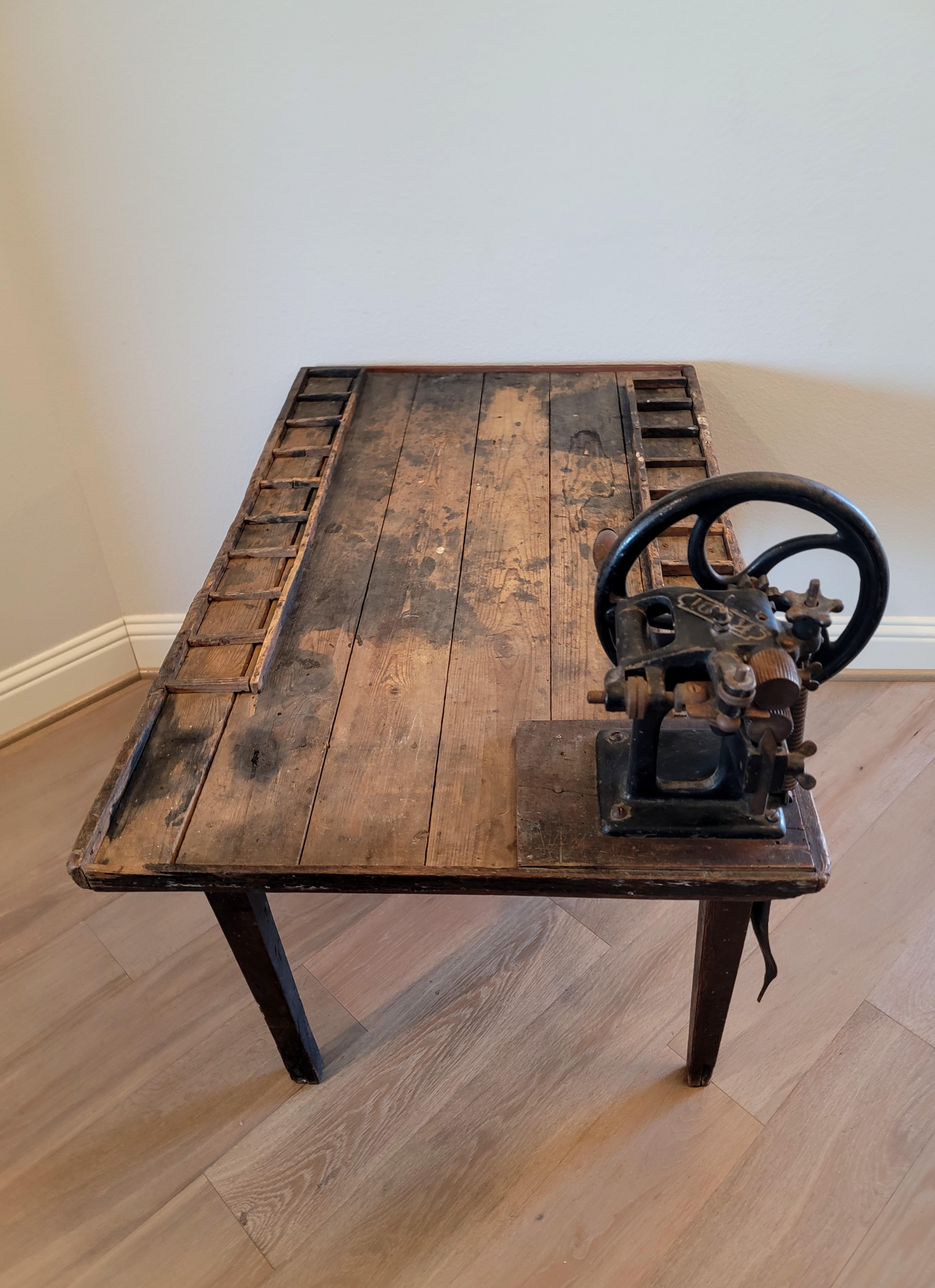 French Cobbler Leatherwork Shop Antique Industrial Craftsman Workbench Table 10