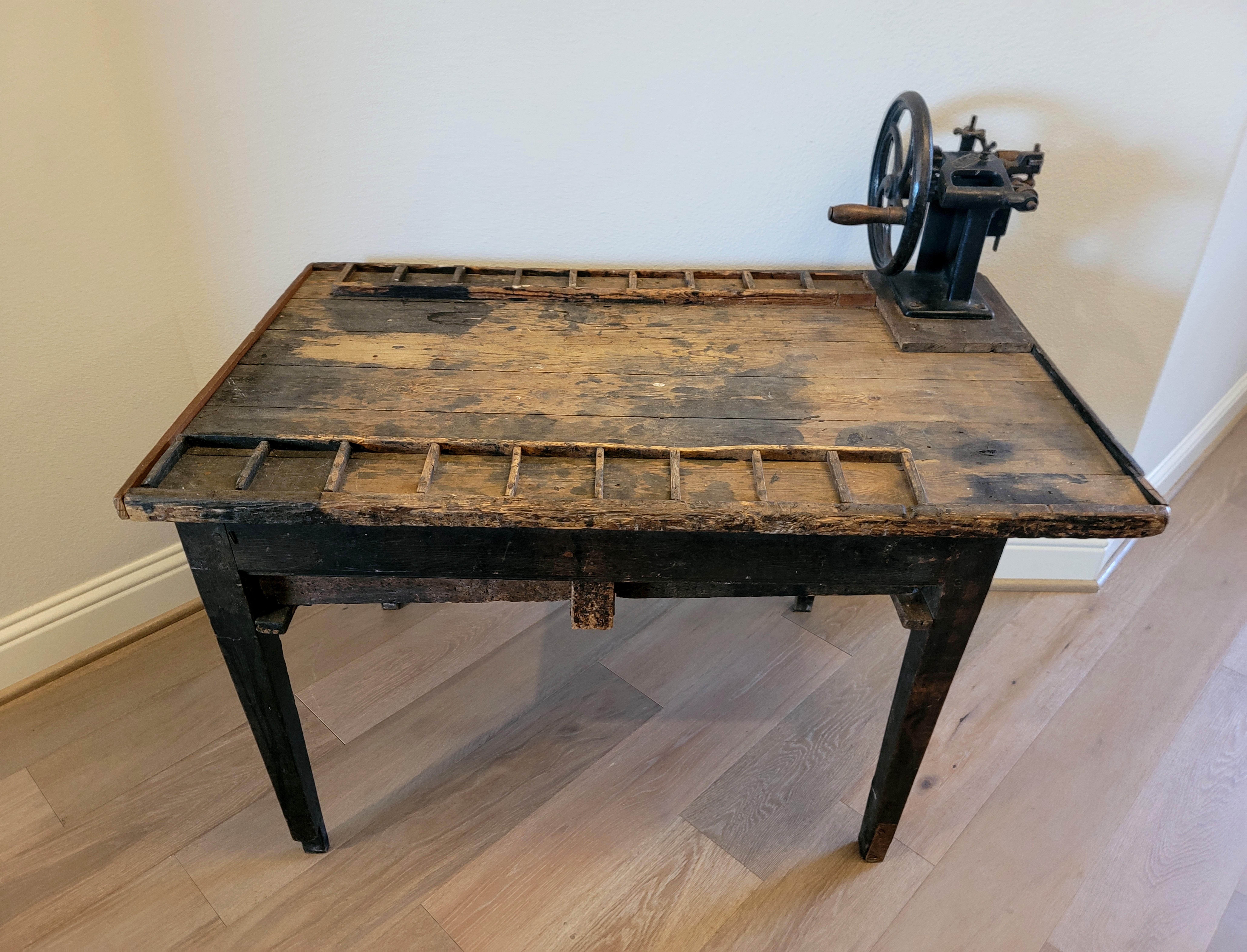 French Cobbler Leatherwork Shop Antique Industrial Craftsman Workbench Table 11