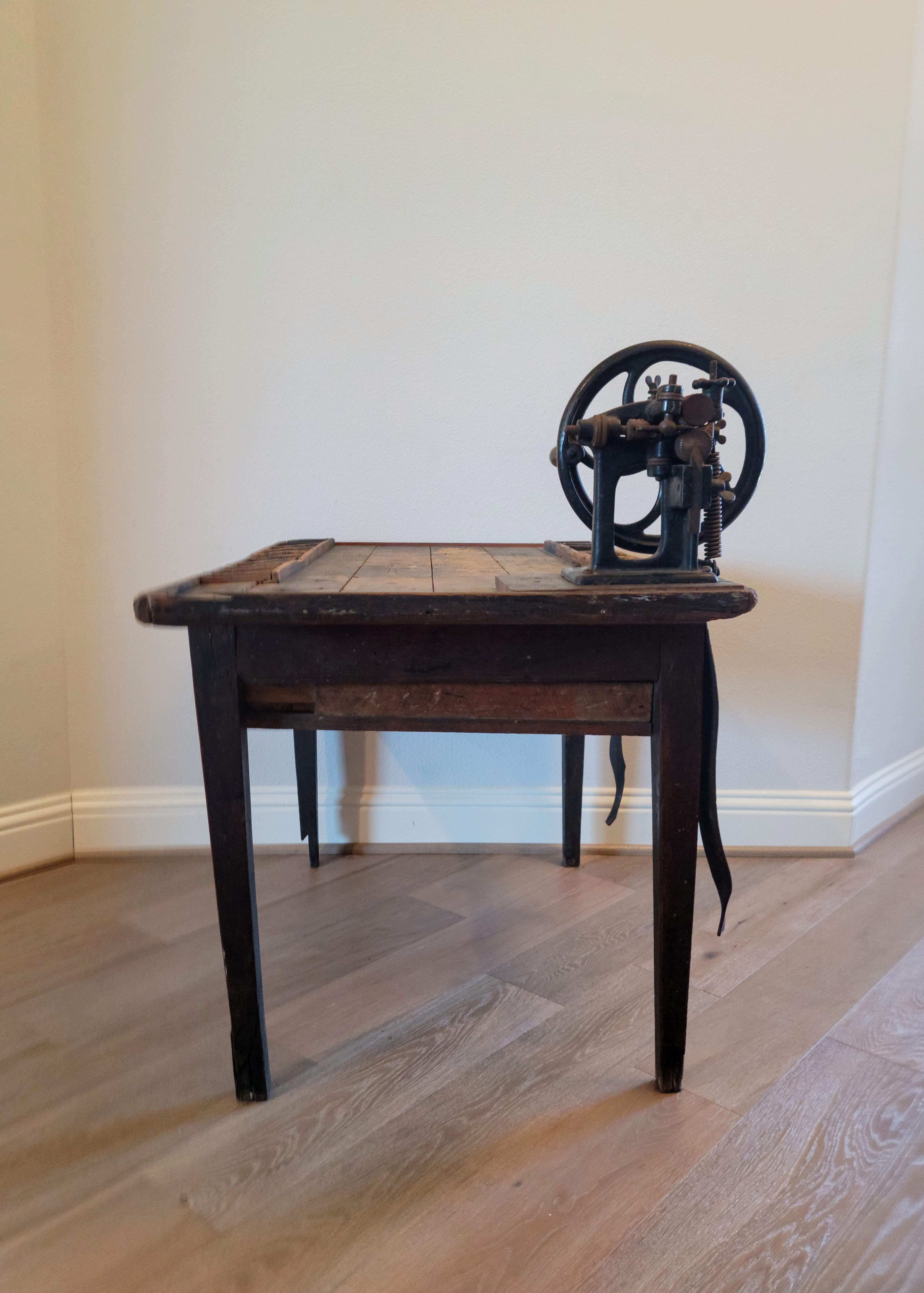 French Cobbler Leatherwork Shop Antique Industrial Craftsman Workbench Table 12