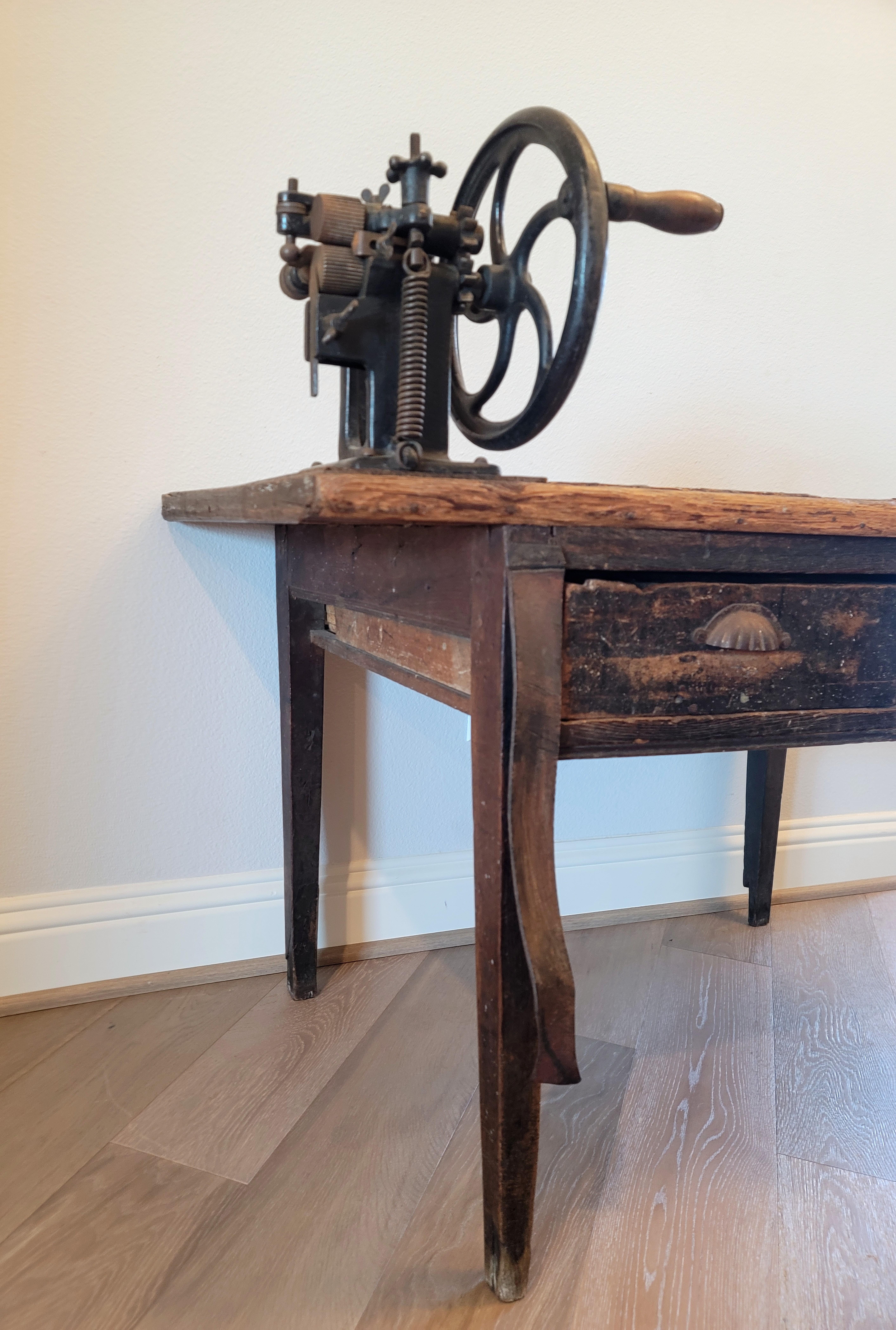 French Cobbler Leatherwork Shop Antique Industrial Craftsman Workbench Table 1