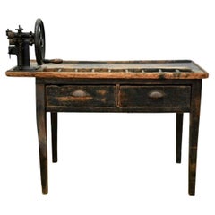 French Cobbler Leatherwork Shop Antique Industrial Craftsman Workbench Table