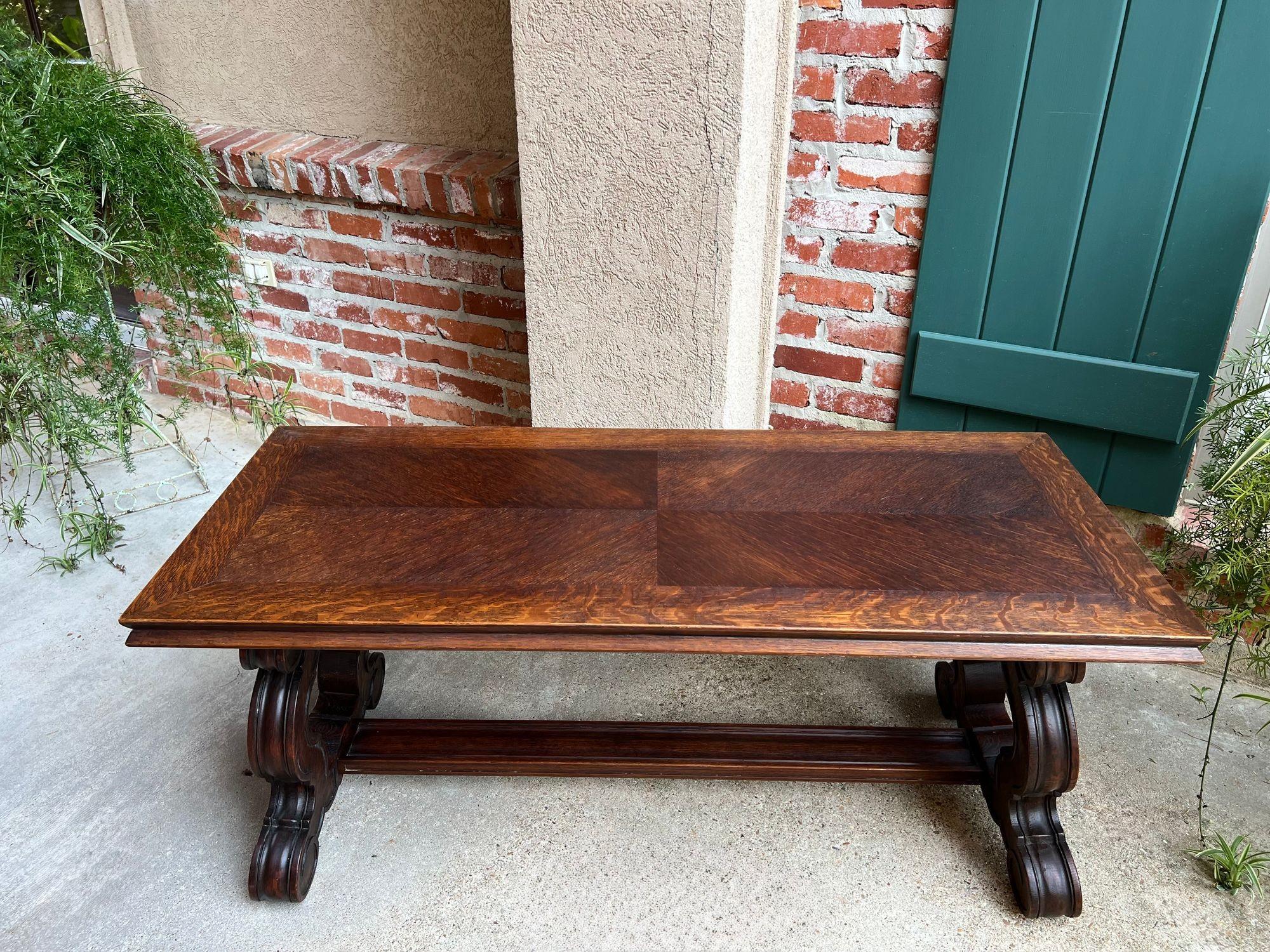 Antique French Coffee Table Banc en chêne sculpté Baroque Window Hall Seat c1900. en vente 7