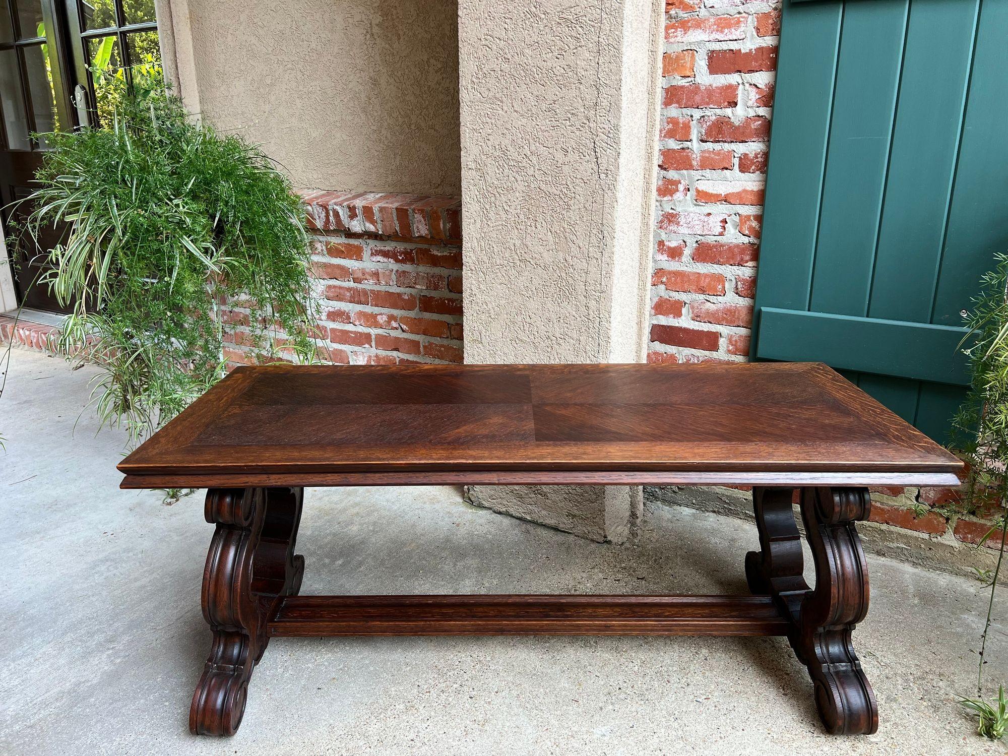 Tourné Antique French Coffee Table Banc en chêne sculpté Baroque Window Hall Seat c1900. en vente