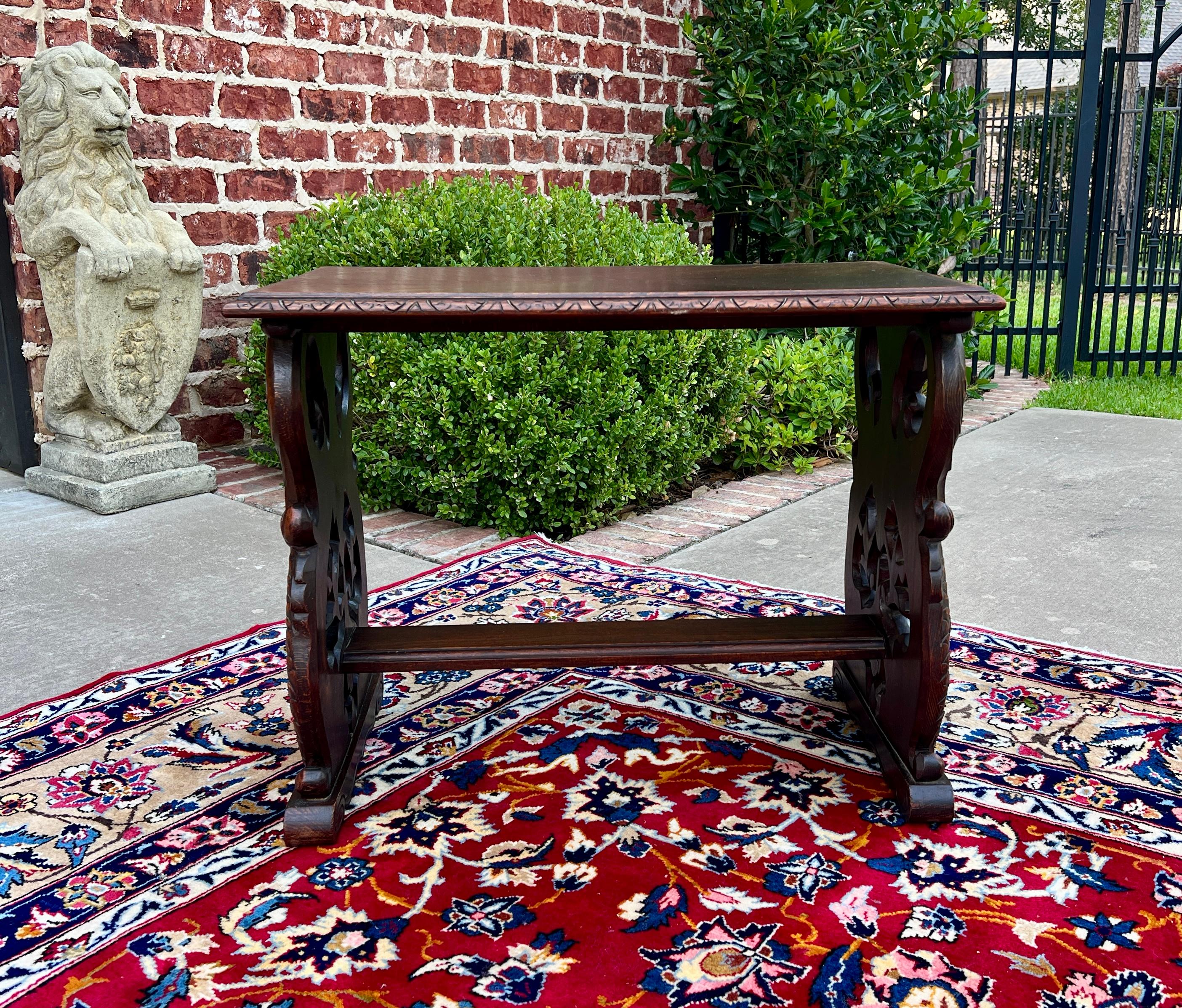 Antique French Coffee Table End Side Table Dolphins Carved Oak Renaissance 5